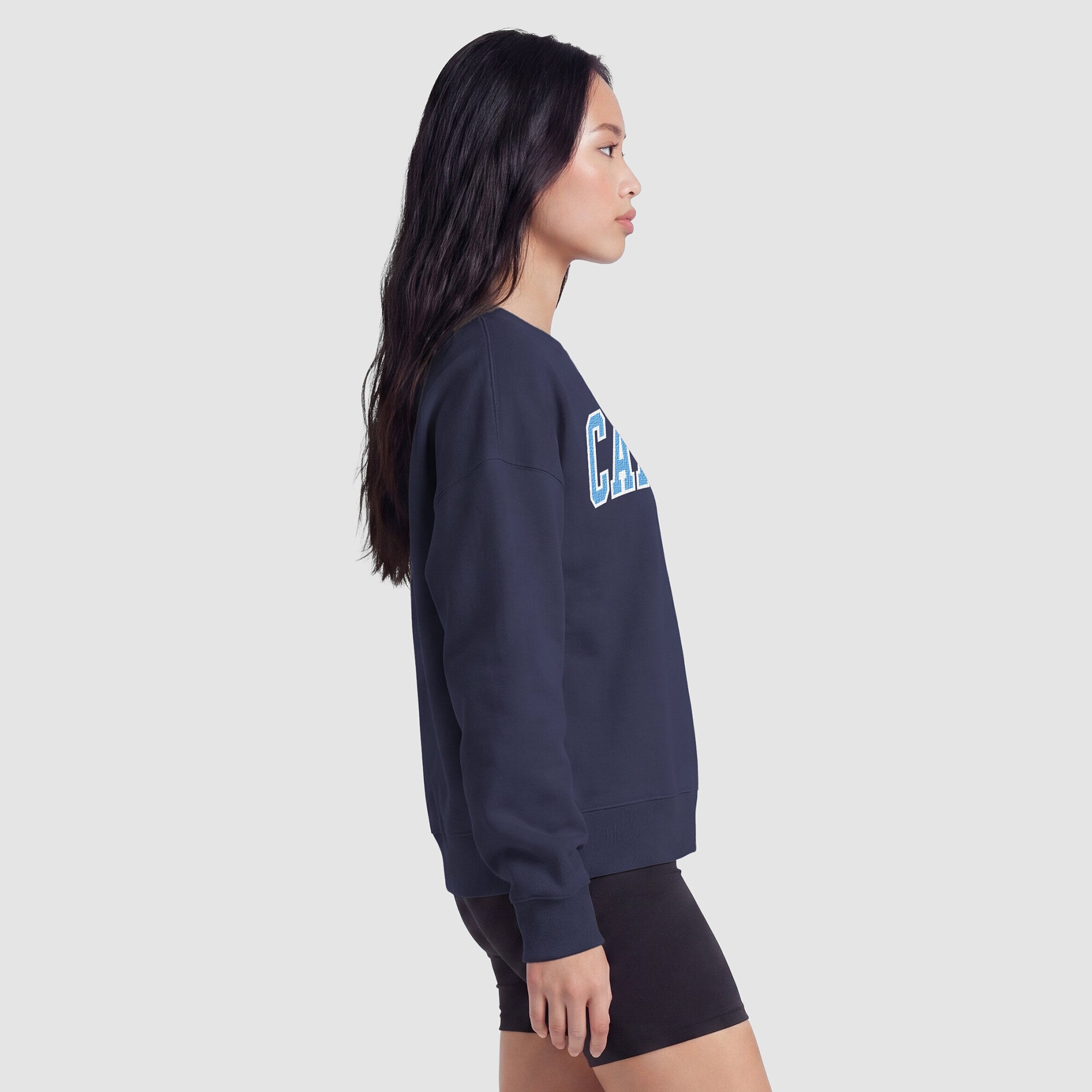 Women's Champion Navy North Carolina Tar Heels Fleece Crew Sweatshirt