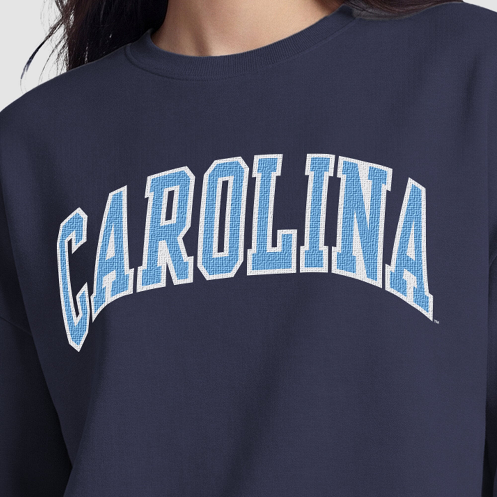 Women's Champion Navy North Carolina Tar Heels Fleece Crew Sweatshirt