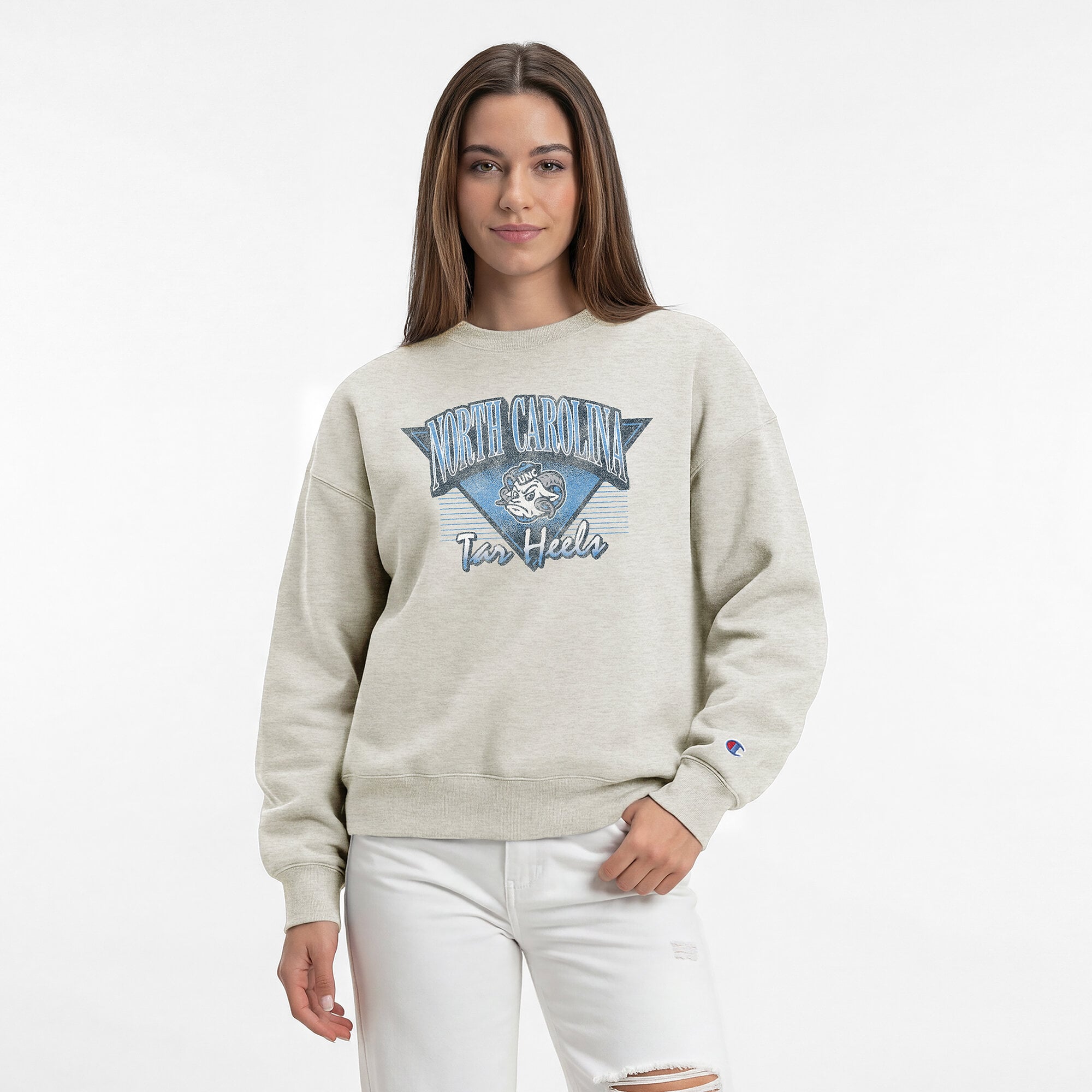 Sweat-shirt Champion pour femmes, couleur avoine, North Carolina Tar Heels, modèle All-Star Weave