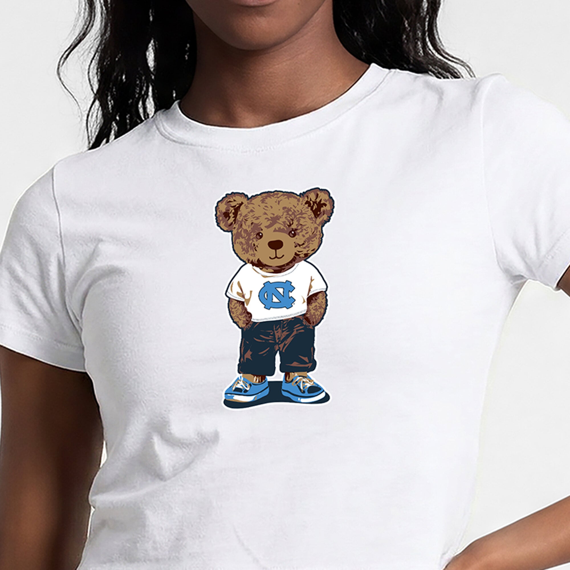 Women's Champion White North Carolina Tar Heels Teddy Bear Baby T-Shirt