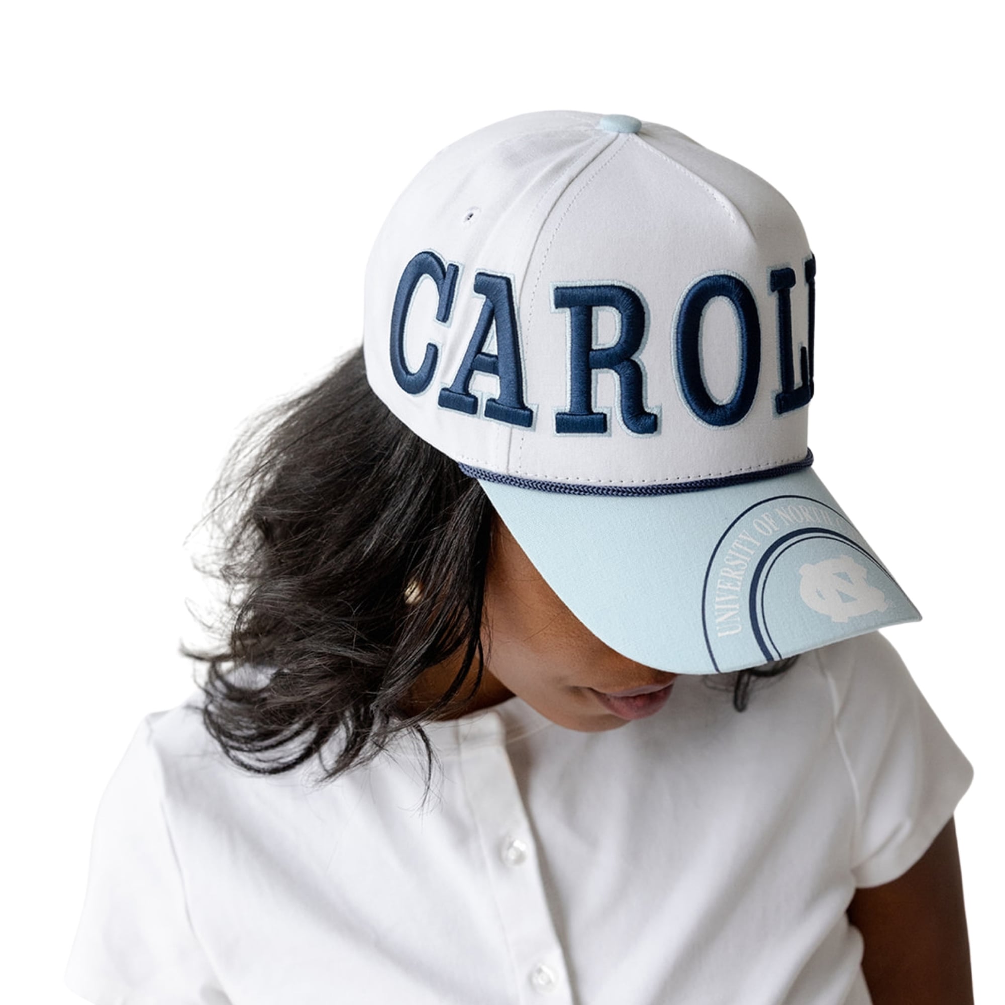 Women's Gameday Social White/Carolina Blue North Carolina Tar Heels Five-Panel Rope Away Adjustable Hat