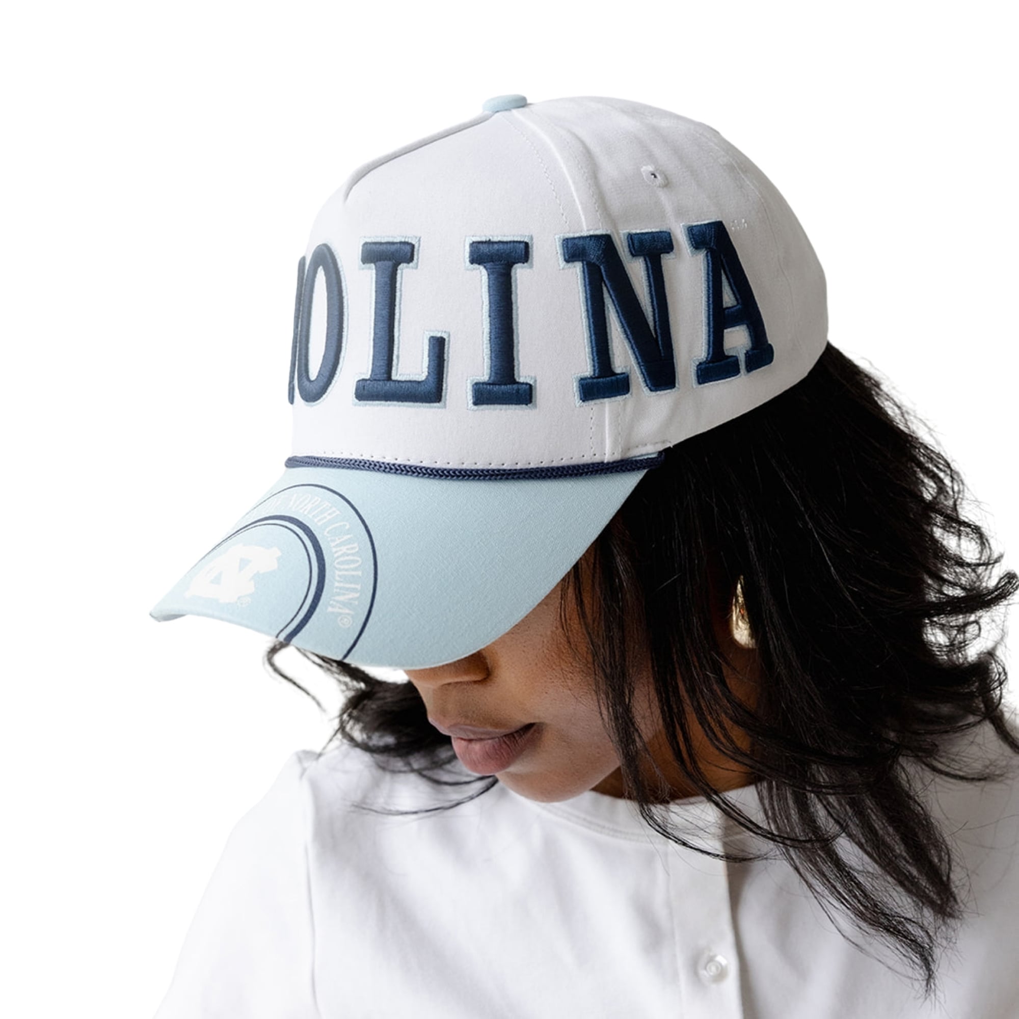 Women's Gameday Social White/Carolina Blue North Carolina Tar Heels Five-Panel Rope Away Adjustable Hat