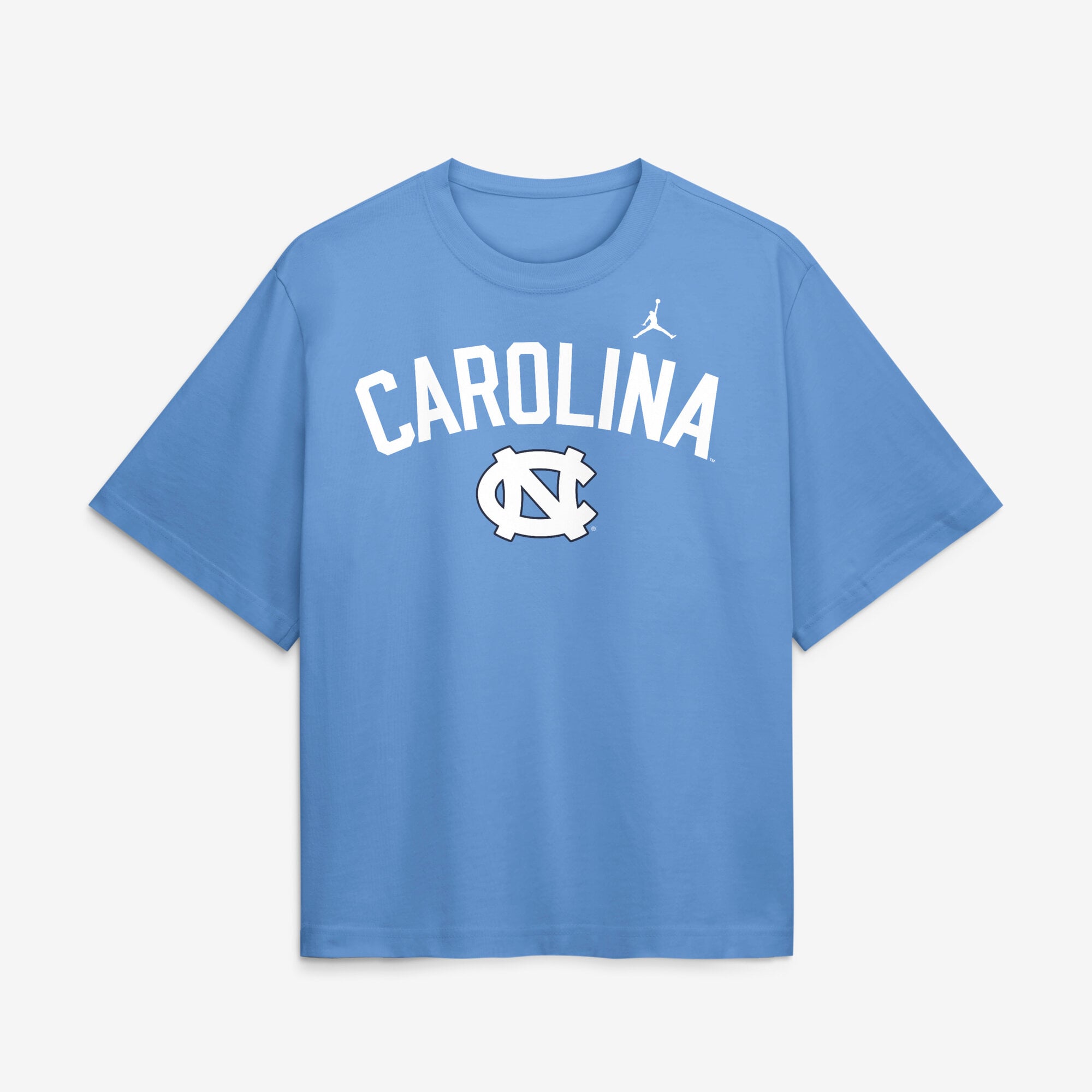 T-shirt Nike Carolina Blue pour femme, logo Arch des Tar Heels de Caroline du Nord, coupe carrée