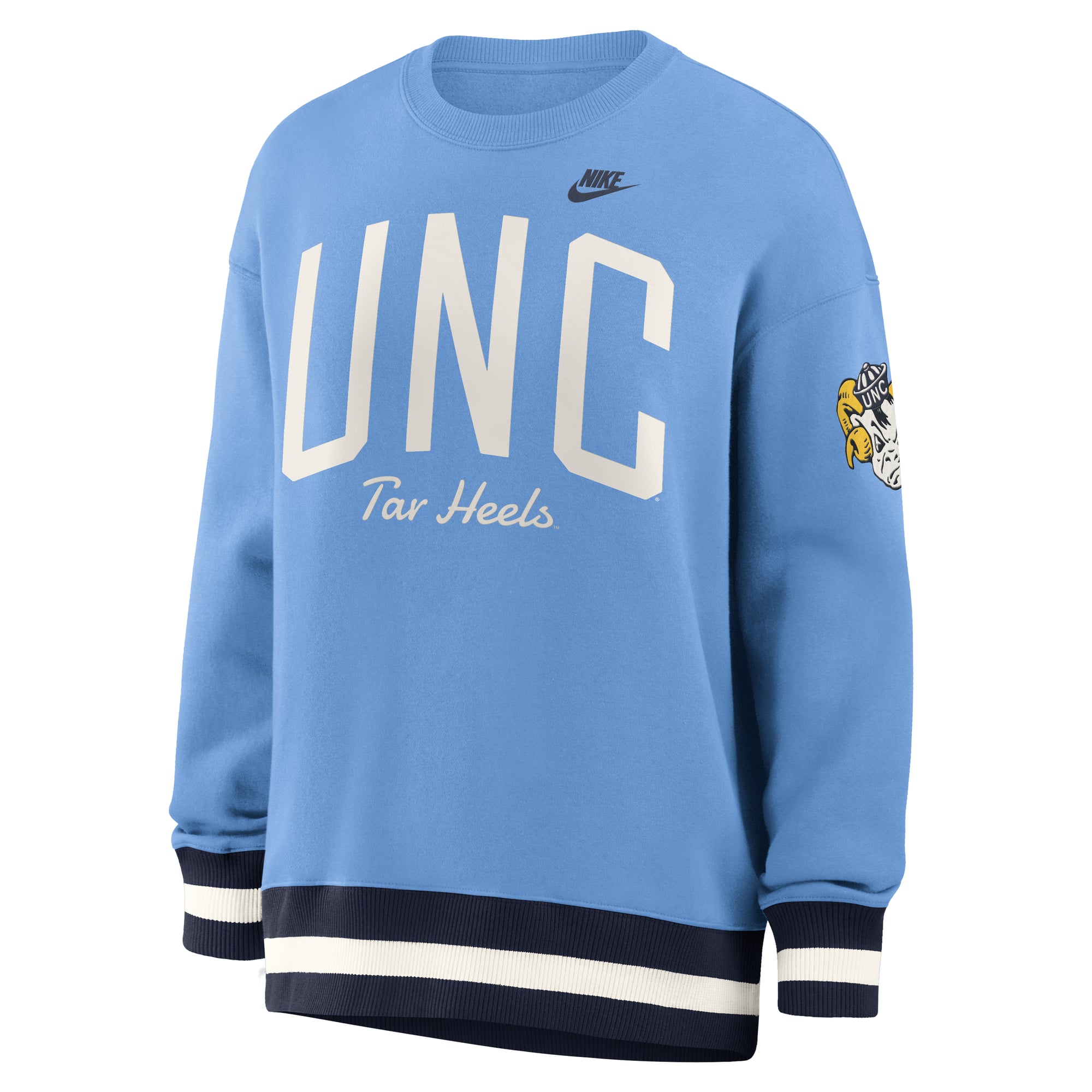 Sweat-shirt Nike Carolina Blue North Tar Heels pour femme, modèle Legacy Arch Phoenix oversize