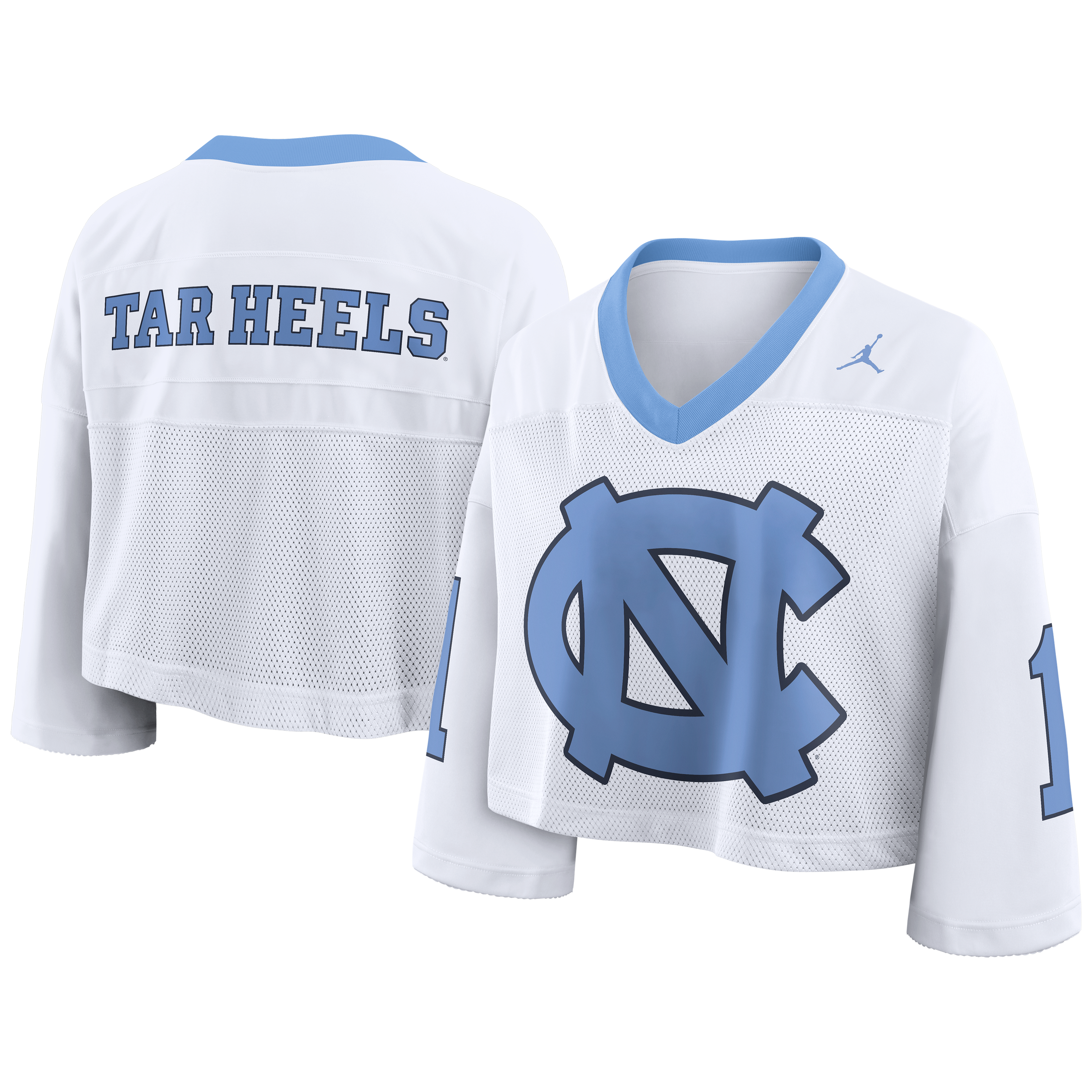 Women's Nike White North Carolina Tar Heels Oversized Logo Cropped Fashion Jersey