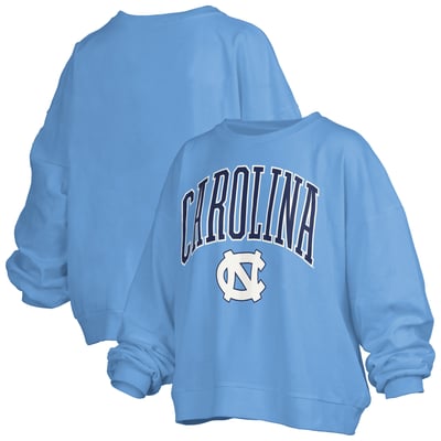 North Carolina Tar Heels Pressbox Women's Oversized Janise Arch Over Logo Fleece Sweatshirt - Carolina Blue