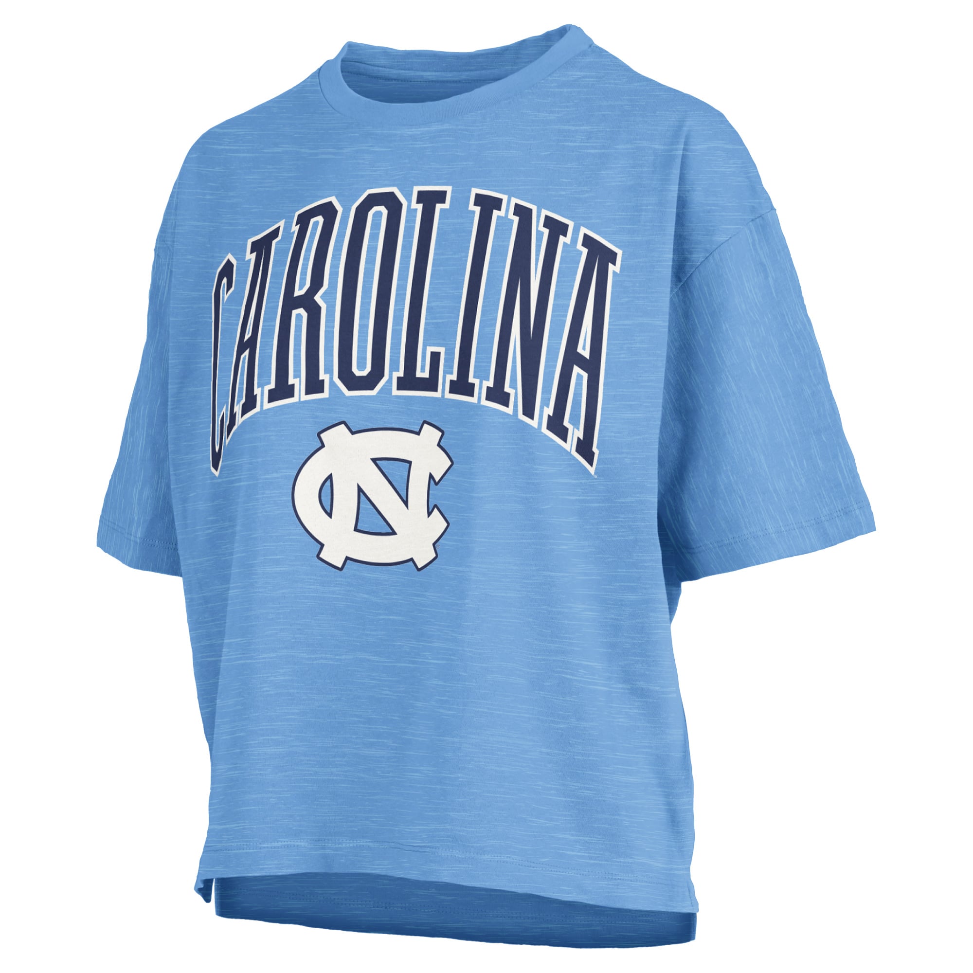 T-shirt Pressbox bleu marine pour femme, modèle oversize, logo Nelson Arch Over, motif Tar Heels de Caroline du Nord.