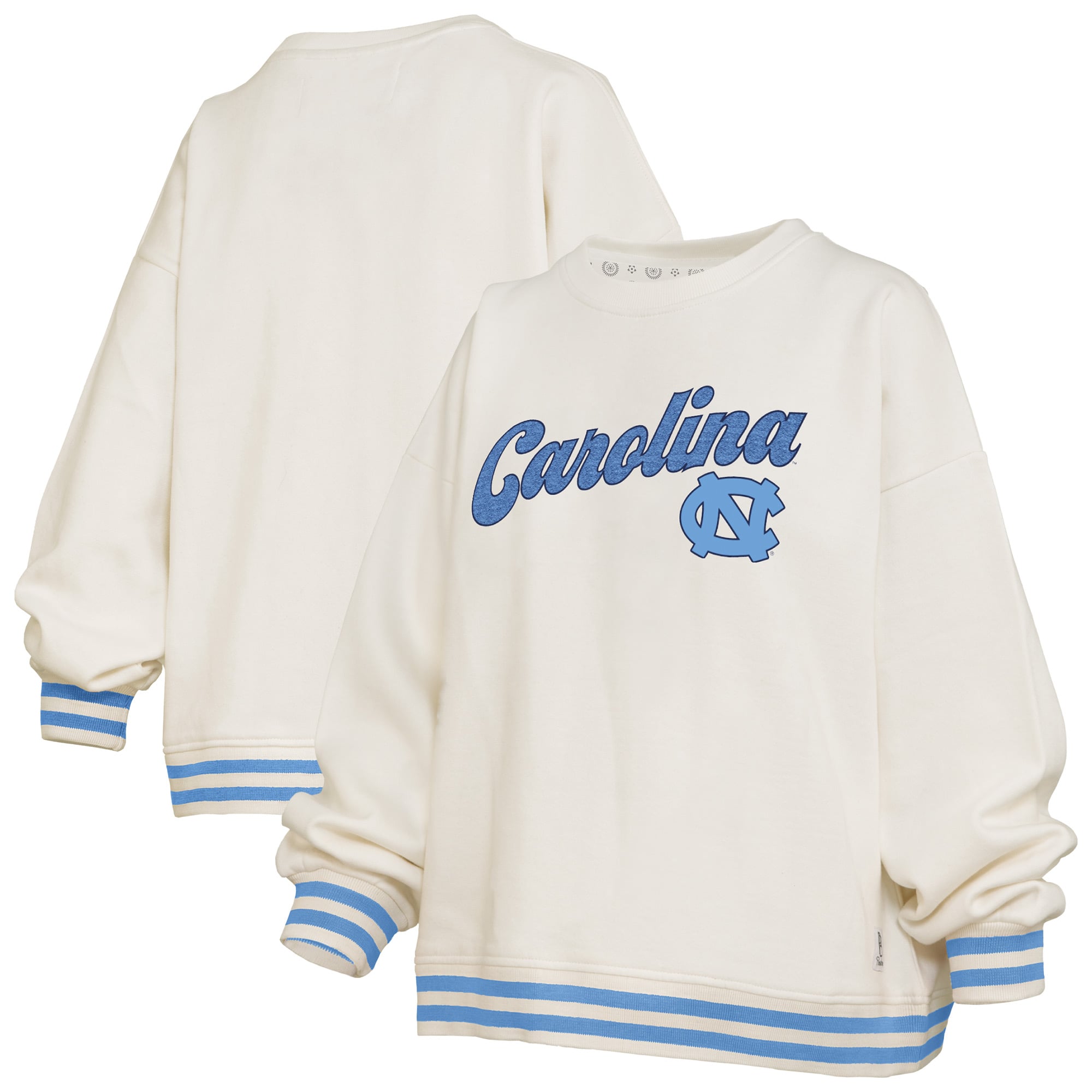 Sweat-shirt côtelé en chenille crème Pressbox pour femmes, North Carolina Tar Heels Bonanza