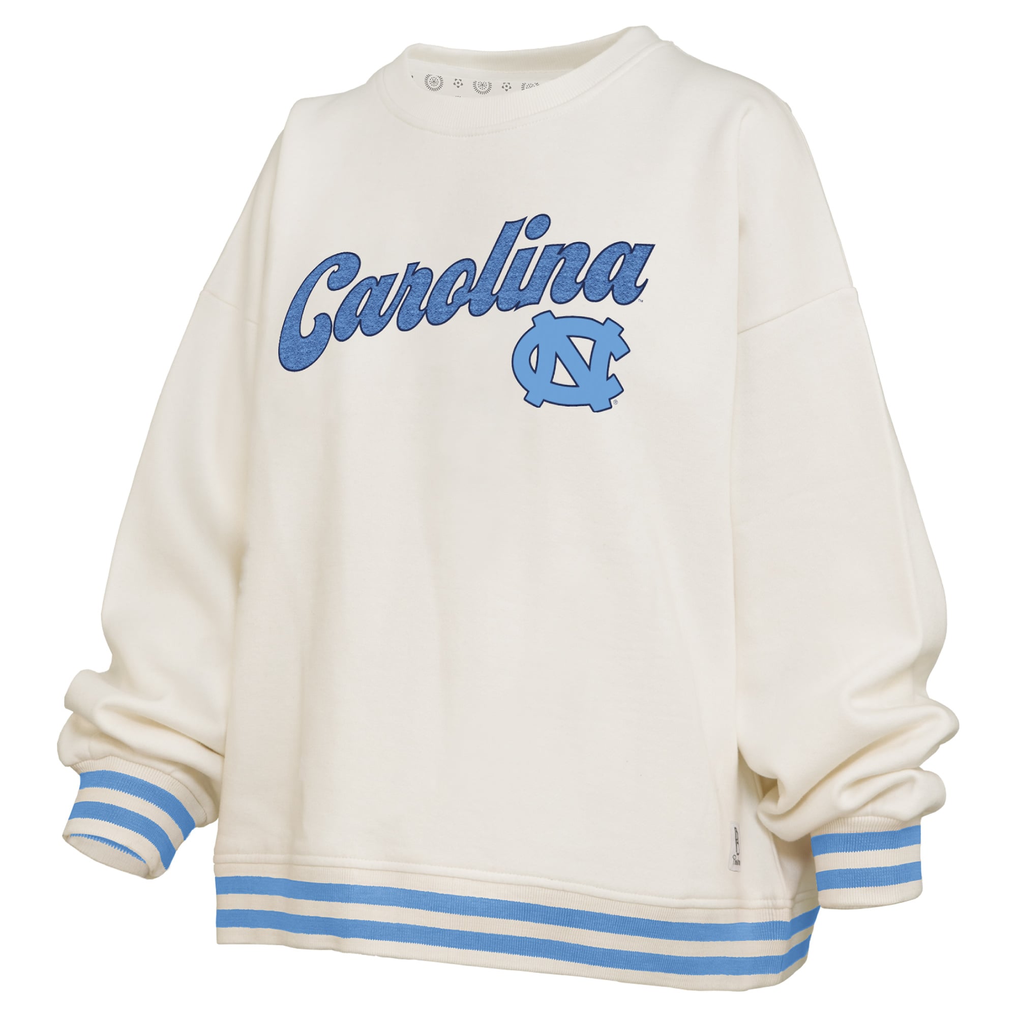 Sweat-shirt côtelé en chenille crème Pressbox pour femmes, North Carolina Tar Heels Bonanza