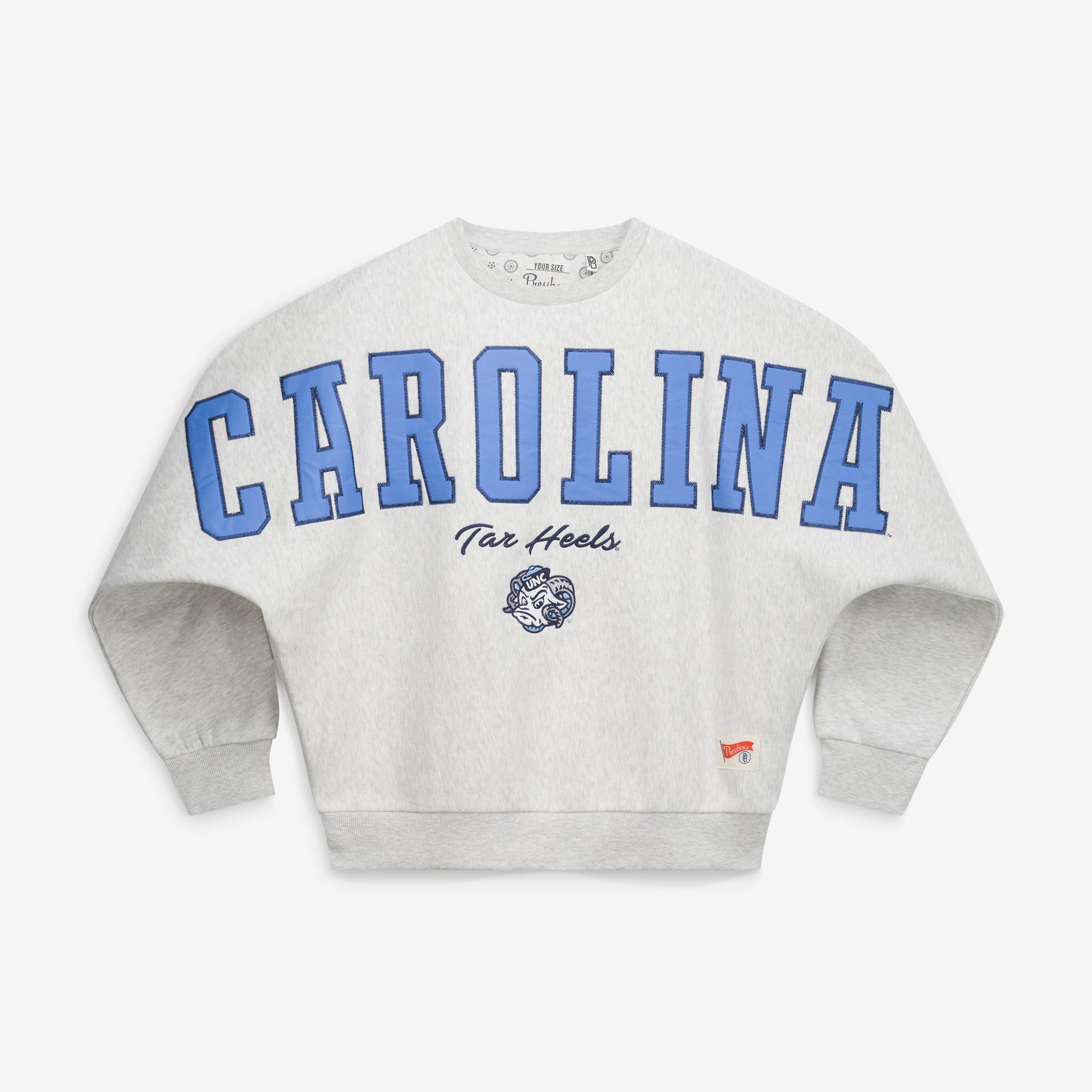 Sweat-shirt oversize en flanelle gris chiné Pressbox pour femme, aux couleurs des Tar Heels de Caroline du Nord.