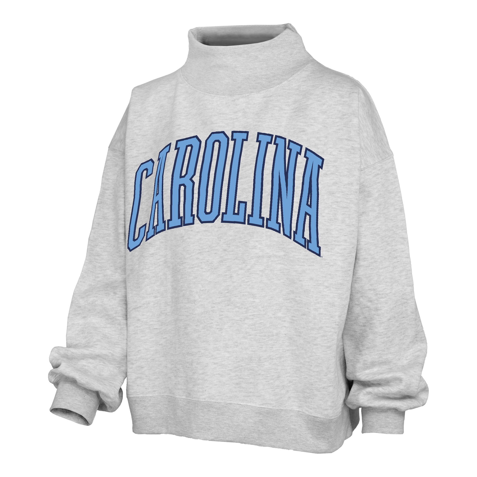 Women's Pressbox Heather Gray North Carolina Tar Heels Oversized Nelson Mock Neck Sweatshirt