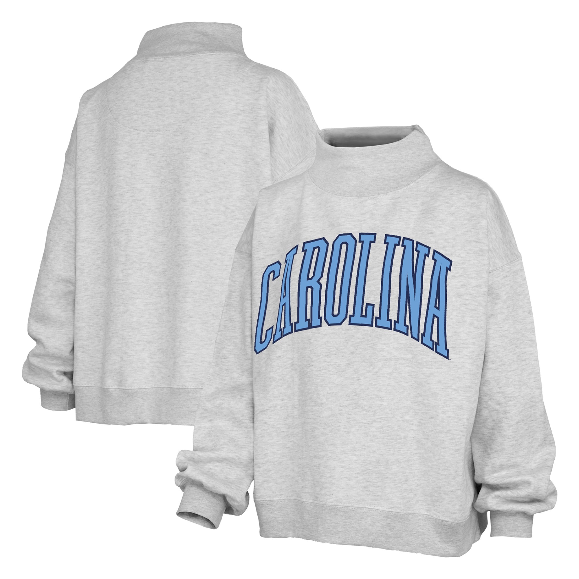 Sweat-shirt à col montant Nelson oversize gris chiné pour femme, de la marque Pressbox, aux couleurs des Tar Heels Caroline du Nord.