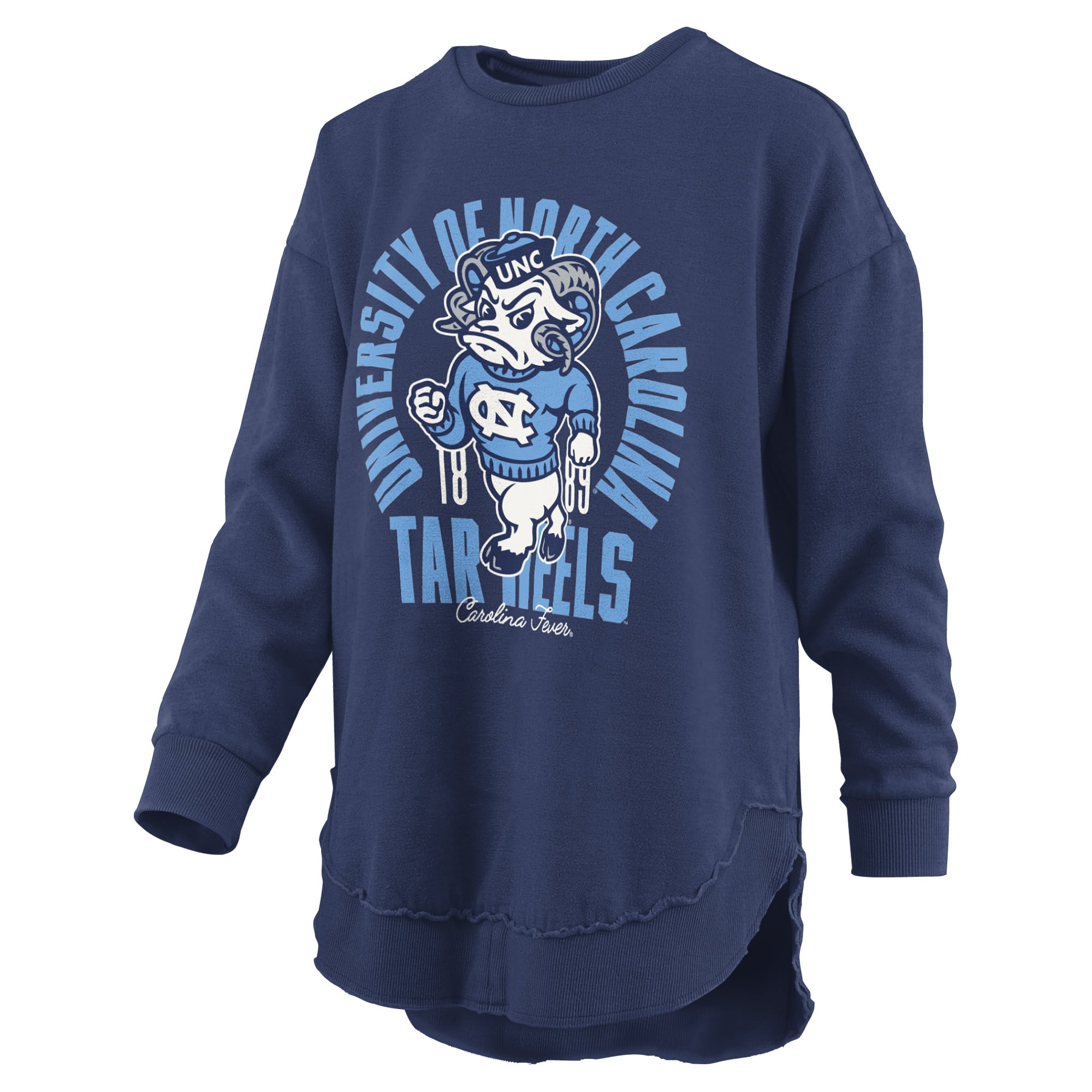 Women's Pressbox  Navy North Carolina Tar Heels Blitz Crewneck Sweatshirt