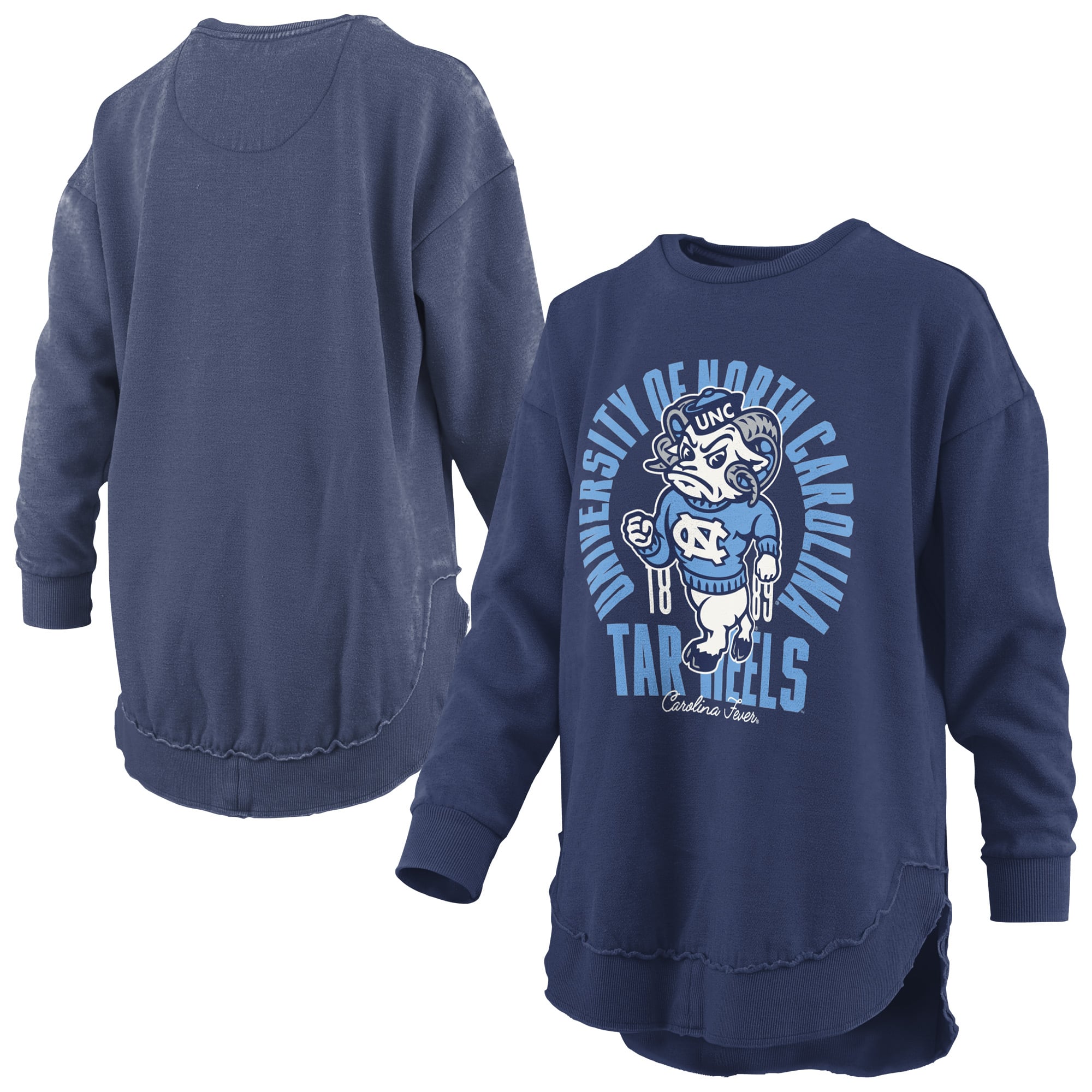 Women's Pressbox Navy North Carolina Tar Heels Blitz Crewneck Sweatshirt