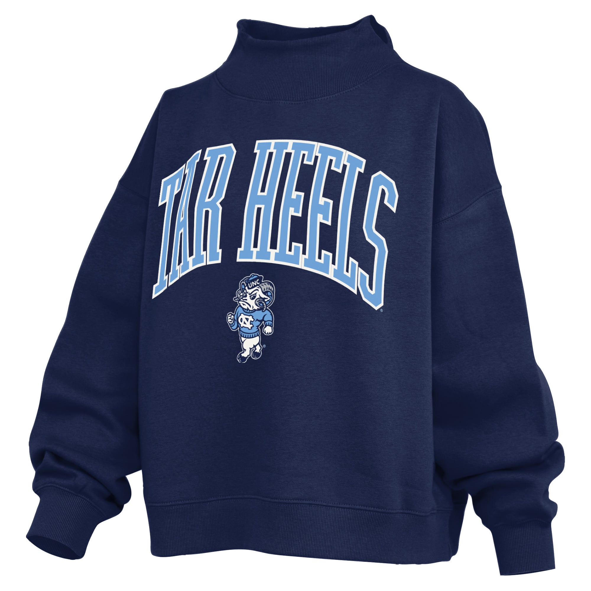 Sweat-shirt à col montant oversize en polaire avec slogan, bleu marine, Pressbox, pour femme, North Carolina Tar Heels.