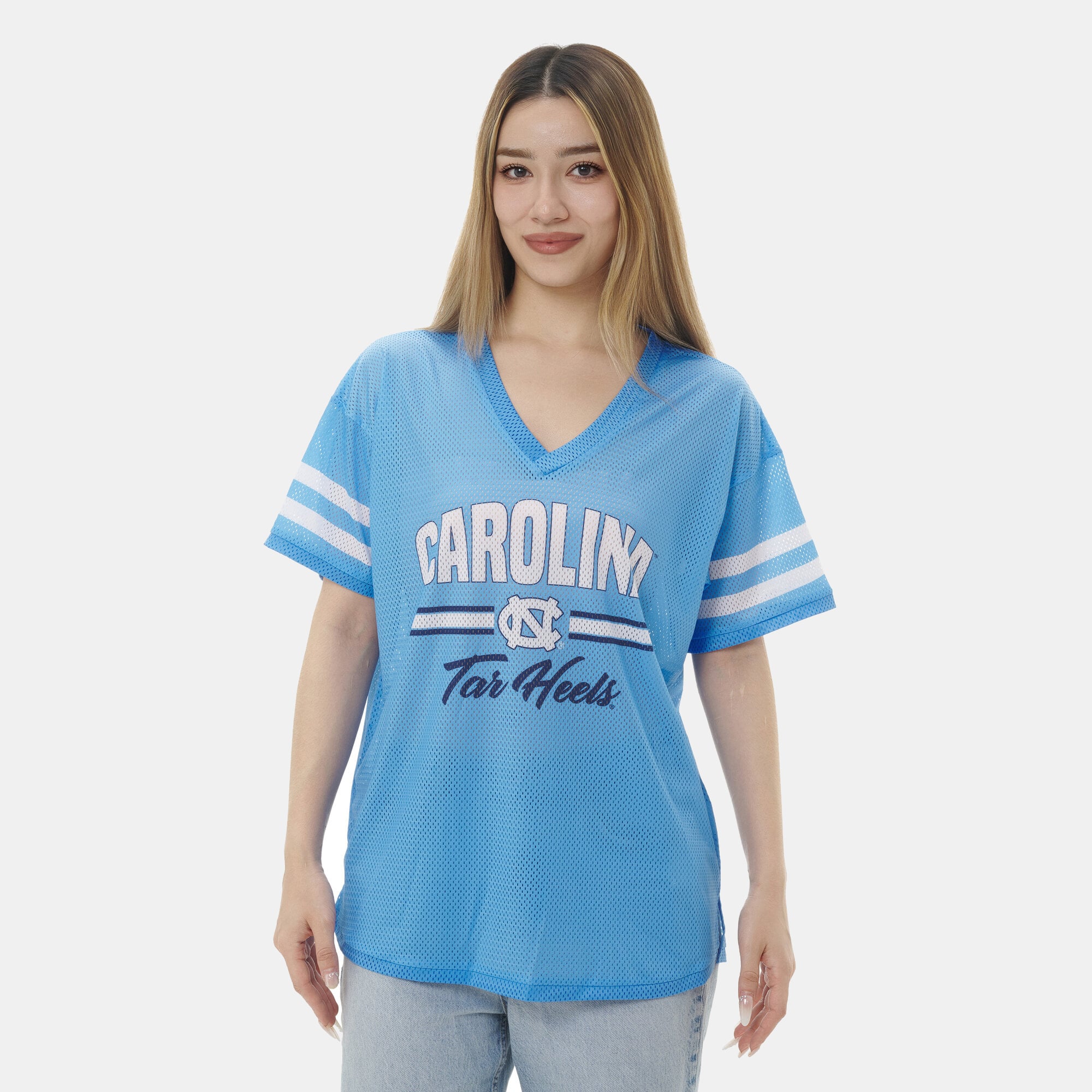 Women's ZooZatz Carolina Blue North Tar Heels Mesh Jersey Kickoff T-Shirt