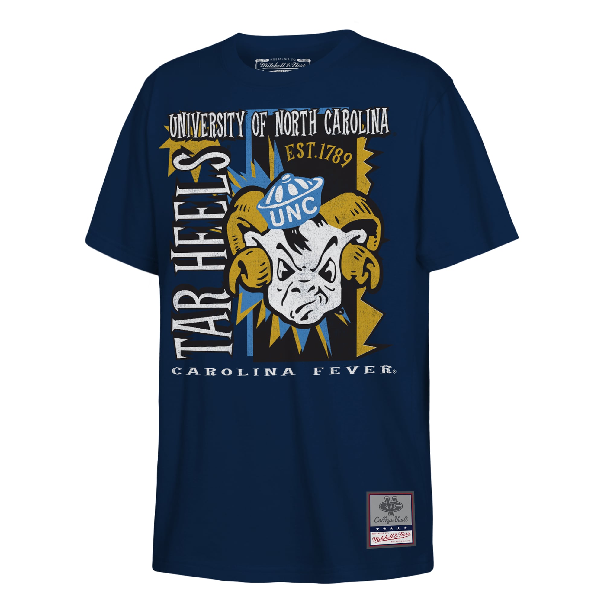 T-shirt Mitchell & Ness bleu marine pour enfant, motif Tar Heels de Caroline du Nord, style rétro années 90