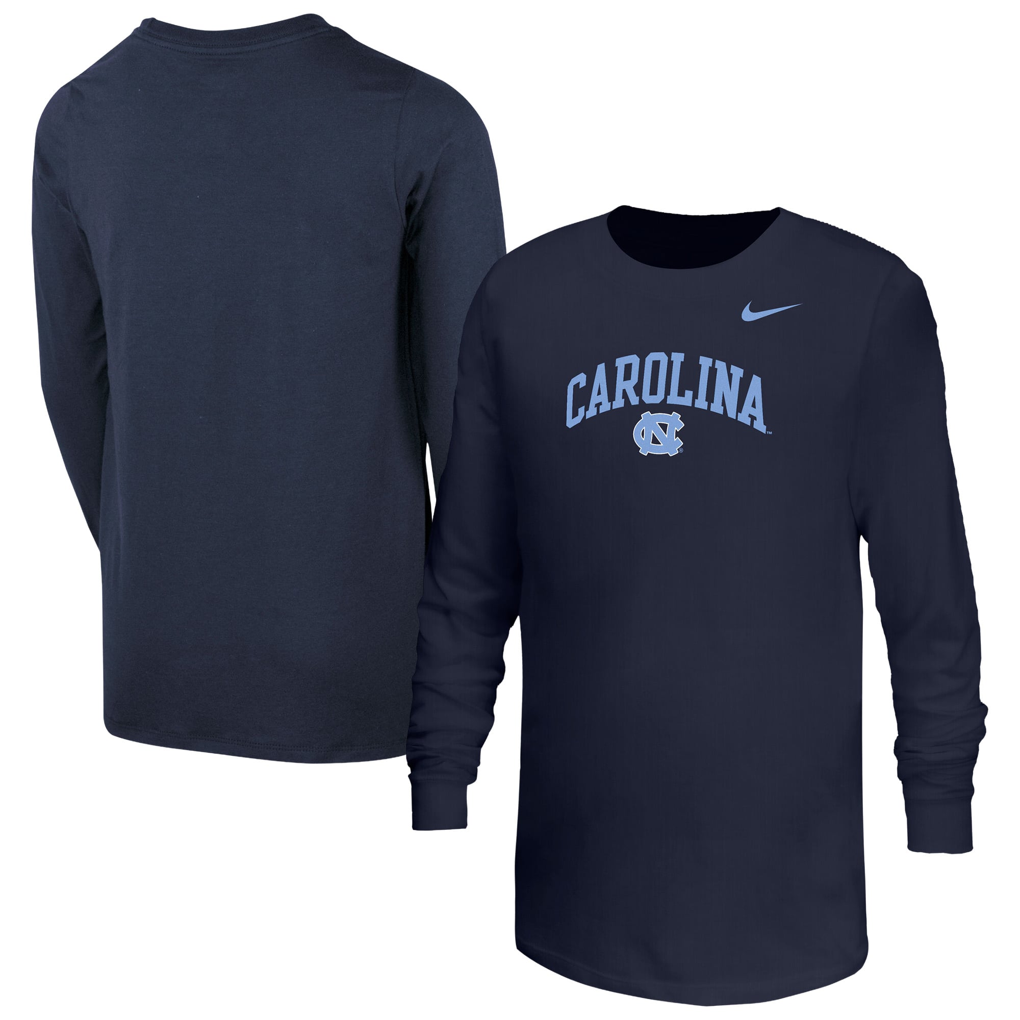 T-shirt à manches longues Nike bleu marine North Carolina Tar Heels pour jeunes