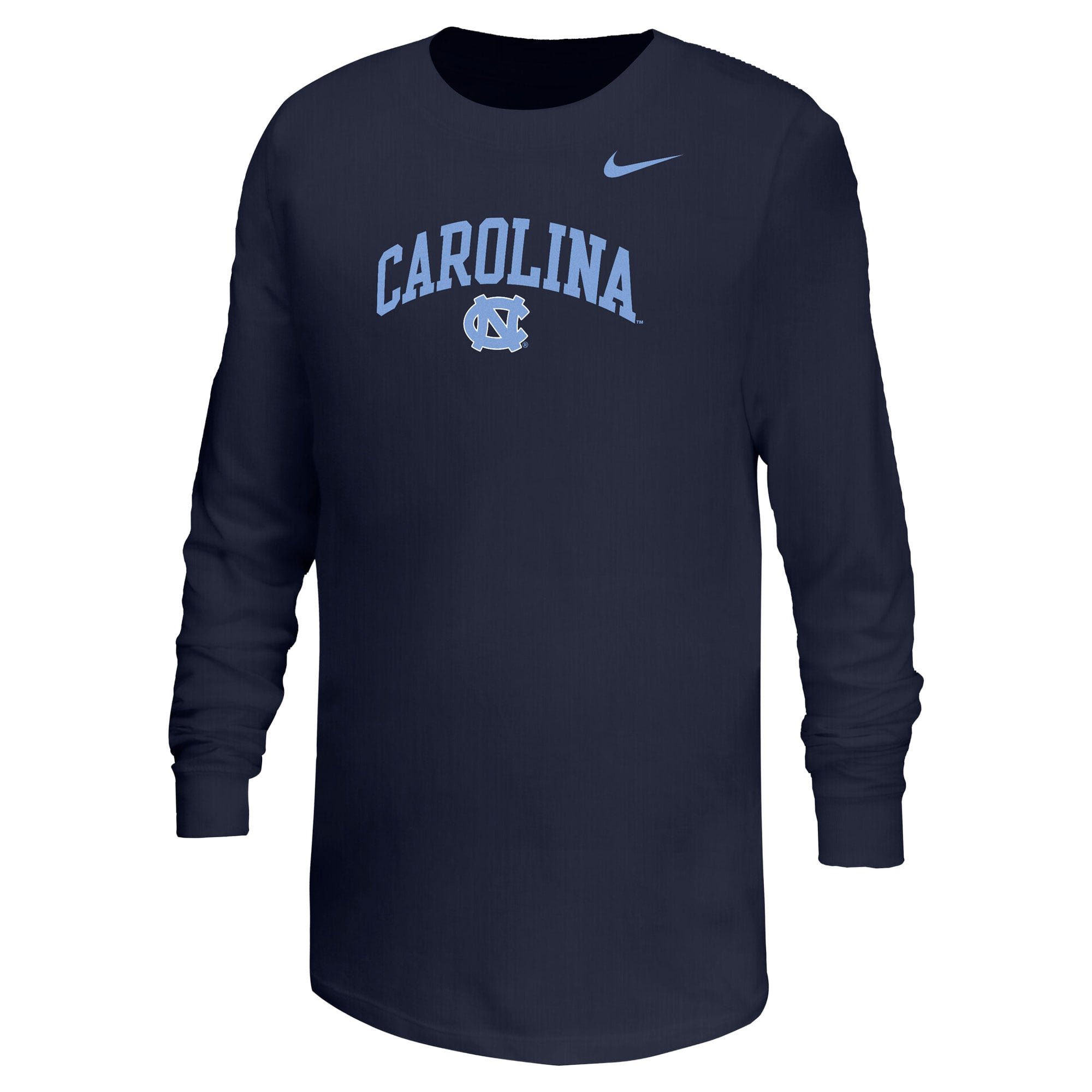T-shirt à manches longues Nike bleu marine North Carolina Tar Heels pour jeunes