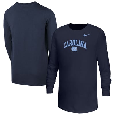  North Carolina Tar Heels Nike Youth Arched Core Long Sleeve T-Shirt - Navy