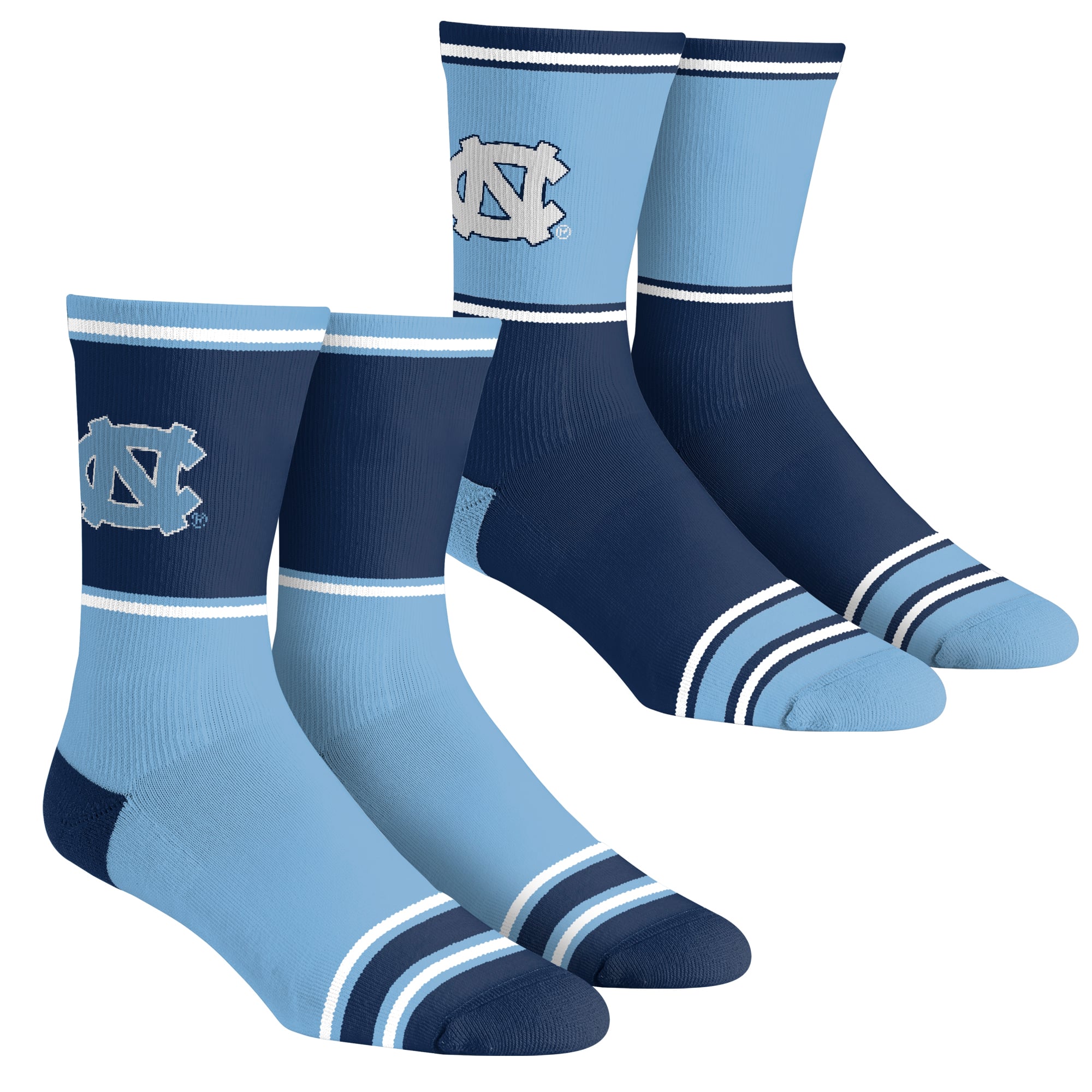 Youth Rock Em  North Carolina Tar Heels 2-Pack Color Block Crew Socks Set