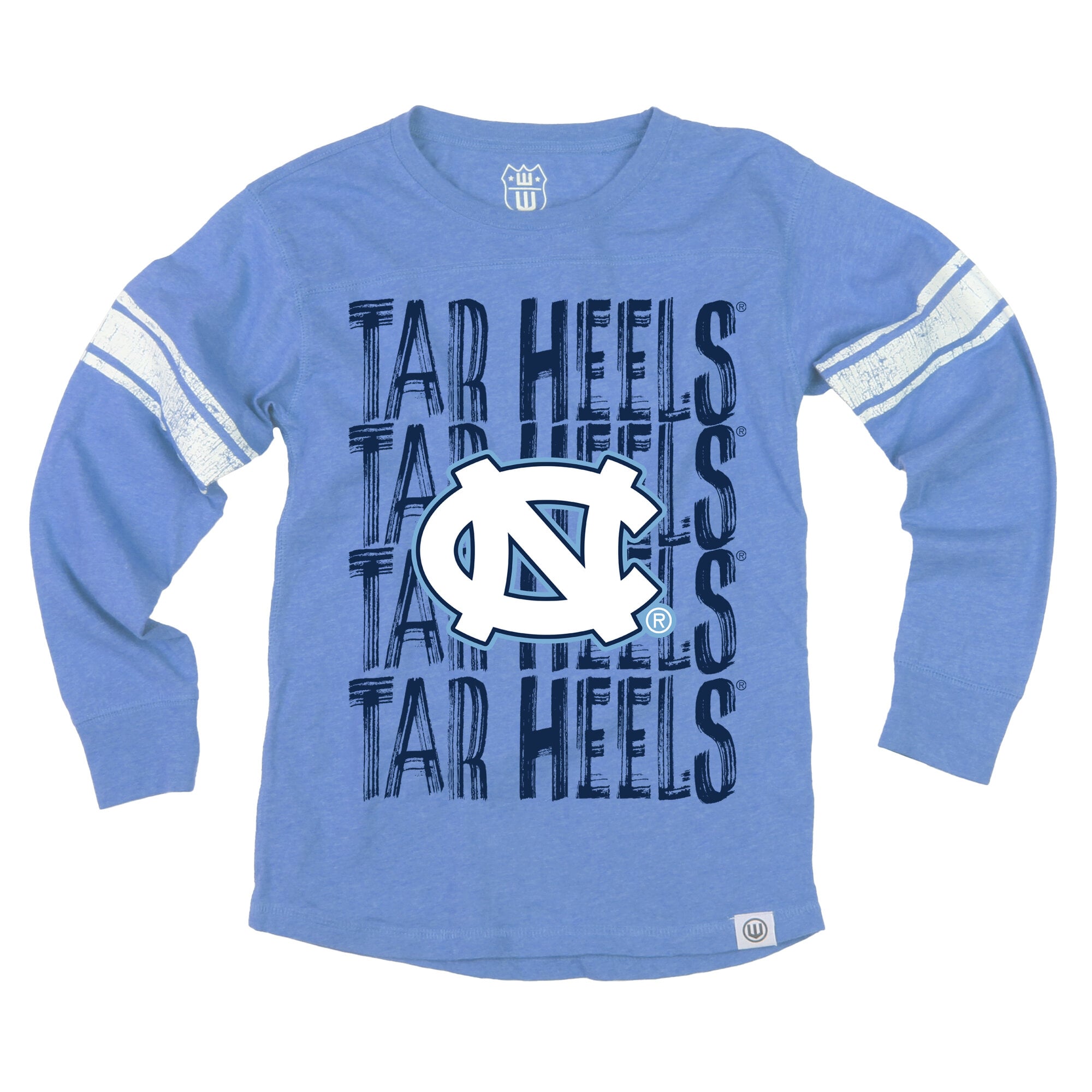T-shirt de football à manches longues bleu North Carolina Tar Heels pour jeunes Wes & Willy