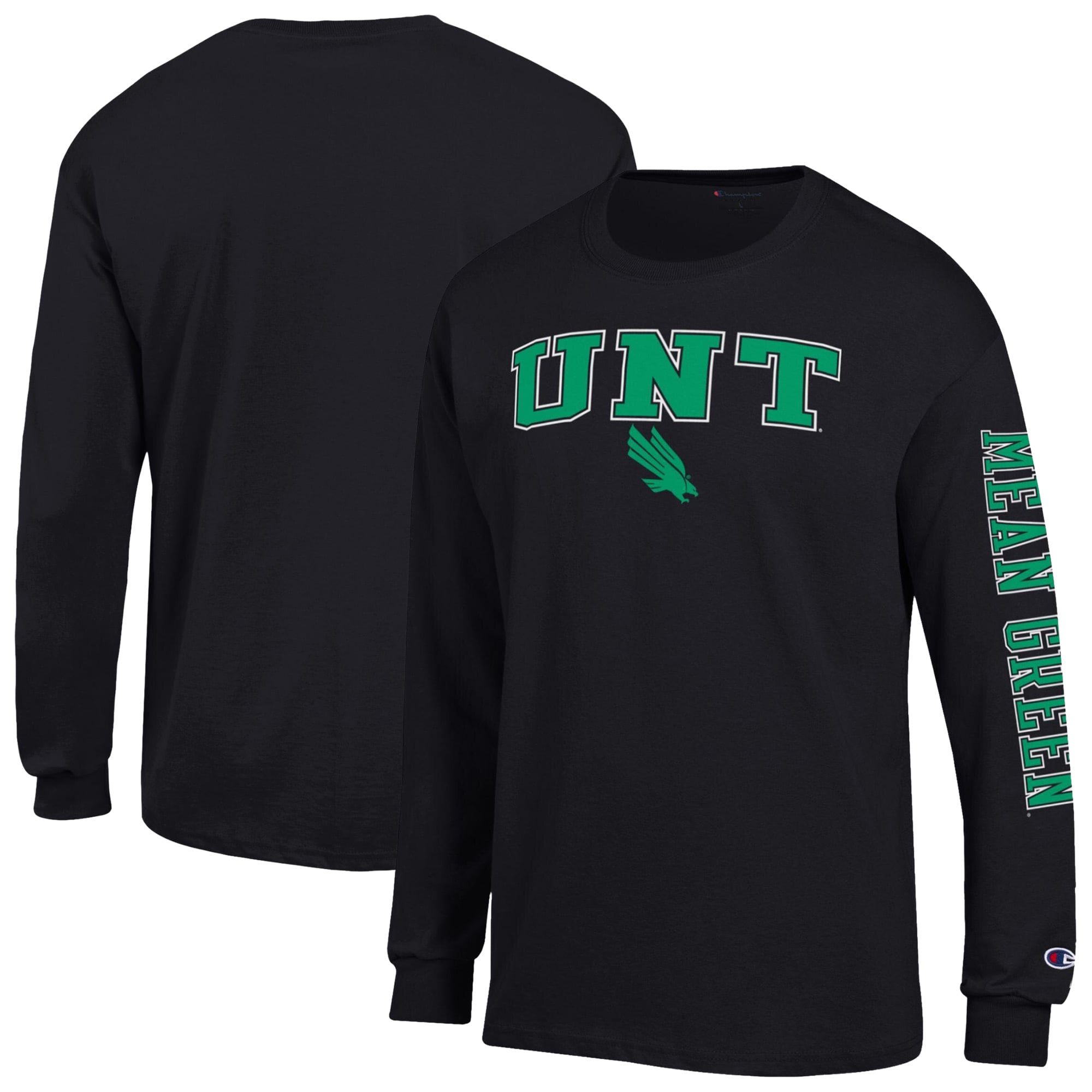 T-shirt à manches longues pour homme Champion Kelly Green North Texas Mean Arch Logo