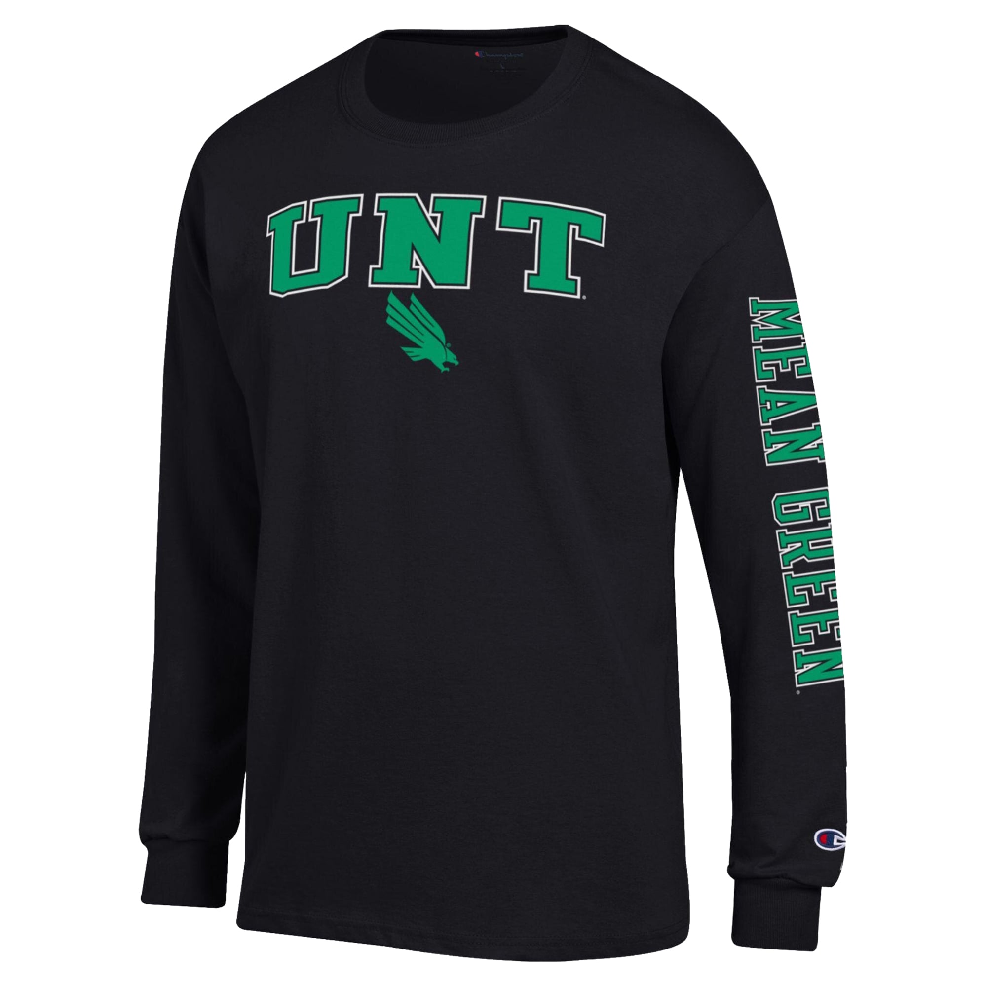 T-shirt à manches longues pour homme Champion Kelly Green North Texas Mean Arch Logo