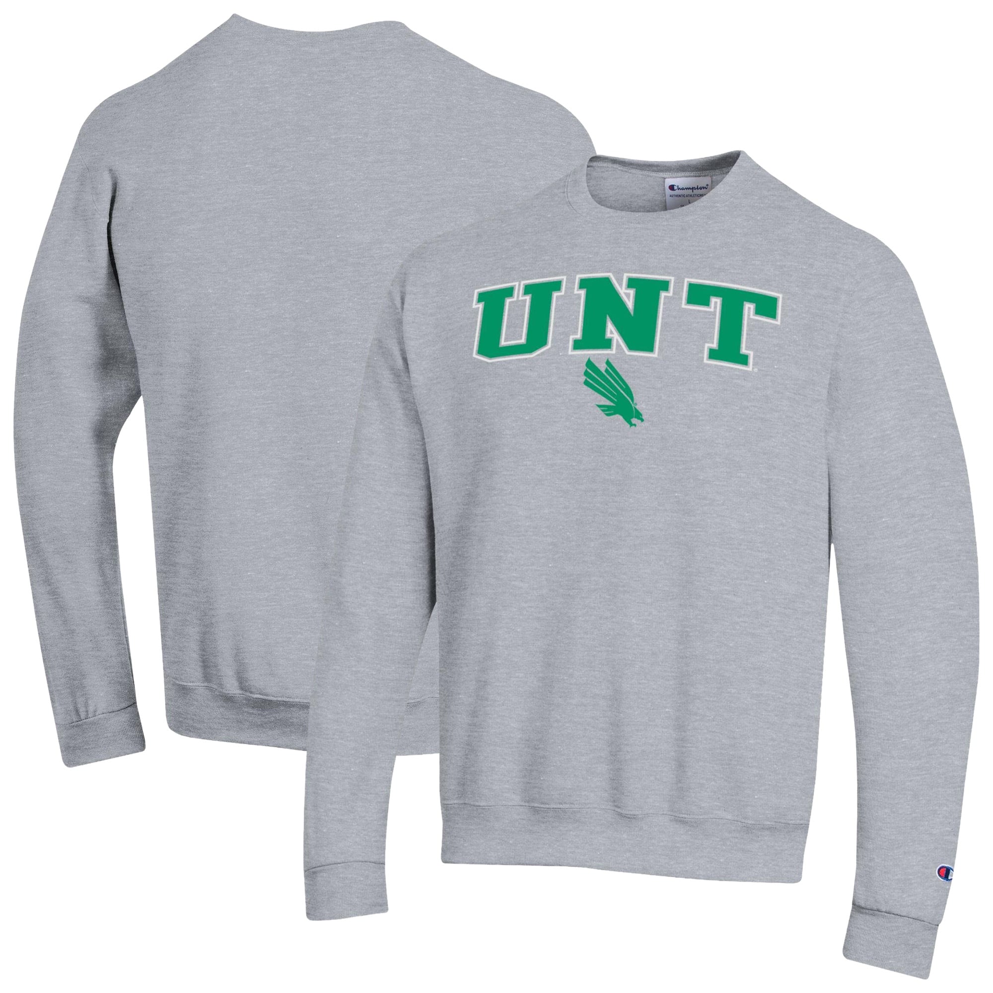 Sweat-shirt Champion pour homme, gris chiné, North Texas Mean Green Arch Powerblend