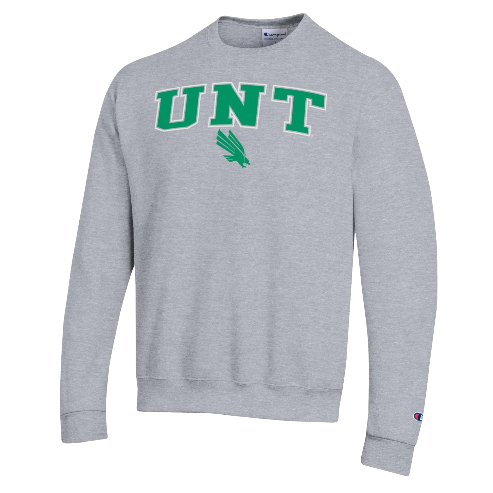 Sweat-shirt Champion pour homme, gris chiné, North Texas Mean Green Arch Powerblend
