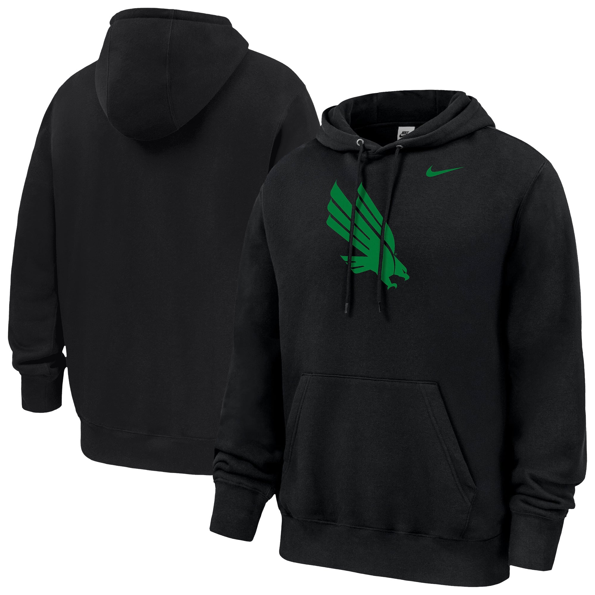 Sweat à capuche en polaire Nike North Texas Mean Green Club noir pour homme