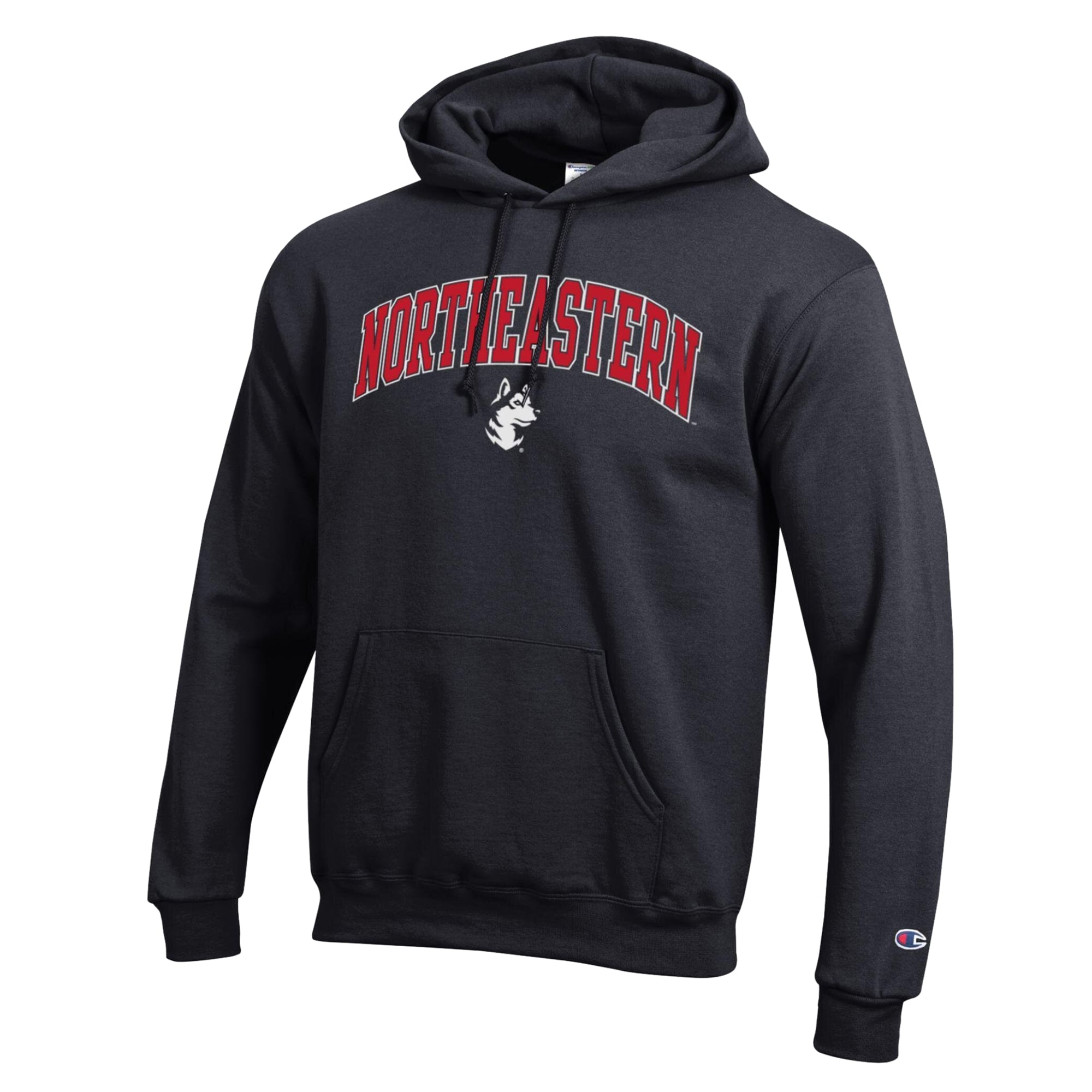 Sweat à capuche Champion noir pour homme, modèle Powerblend des Northeastern Huskies