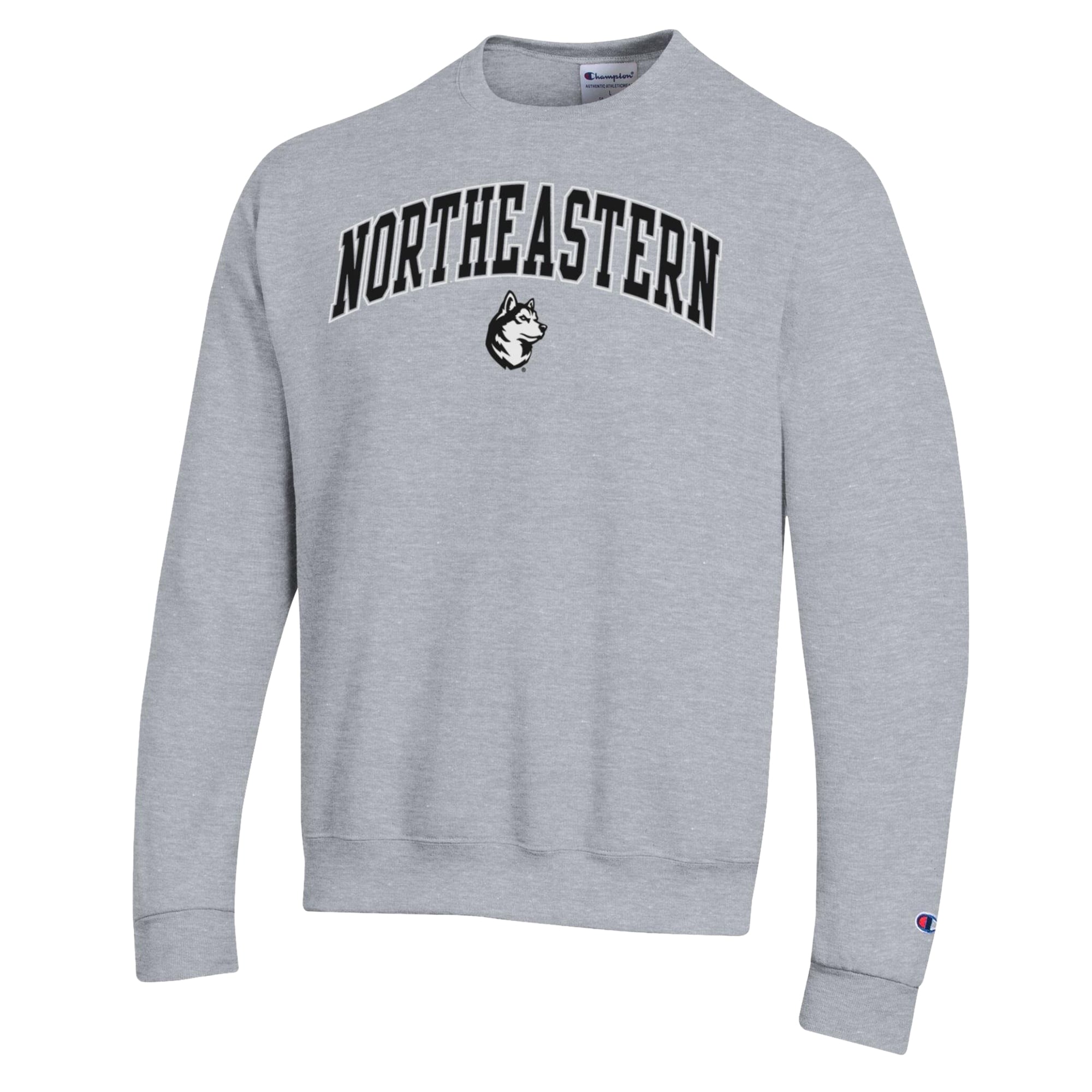 Sweat-shirt Champion pour homme, gris chiné, Northeastern Huskies Arch Powerblend