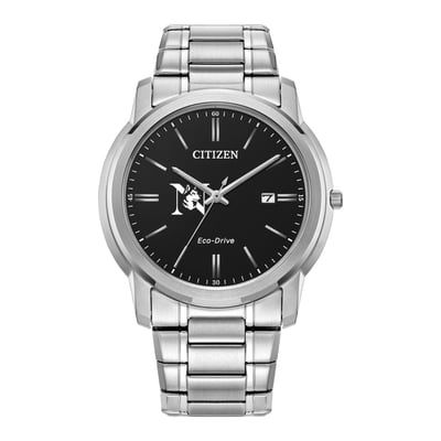 Northeastern Huskies Citizen Watch Eco-Drive Black Dial Stainless Steel Watch - Silver