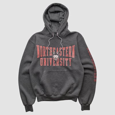 Northeastern Huskies Champion 2000s Hooded Pullover Sweatshirt - Gray - XS by Fanatics Real Vintage