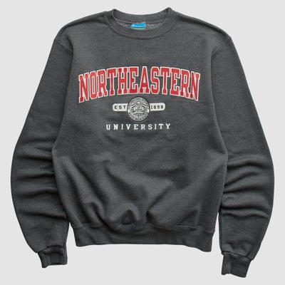 Northeastern Huskies Champion 2010s Pullover Sweatshirt - Charcoal - XS by Fanatics Real Vintage