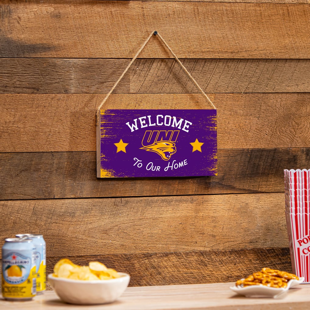 Northern Iowa Panthers 6" x 11" Welcome Home Wood Wall Sign with Rope ...