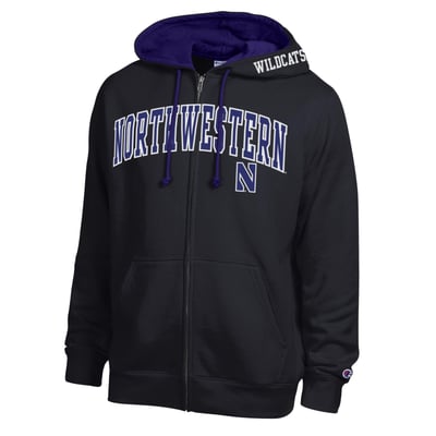 Northwestern Wildcats Champion Arch Logo Full-Zip Fleece Hoodie - Black