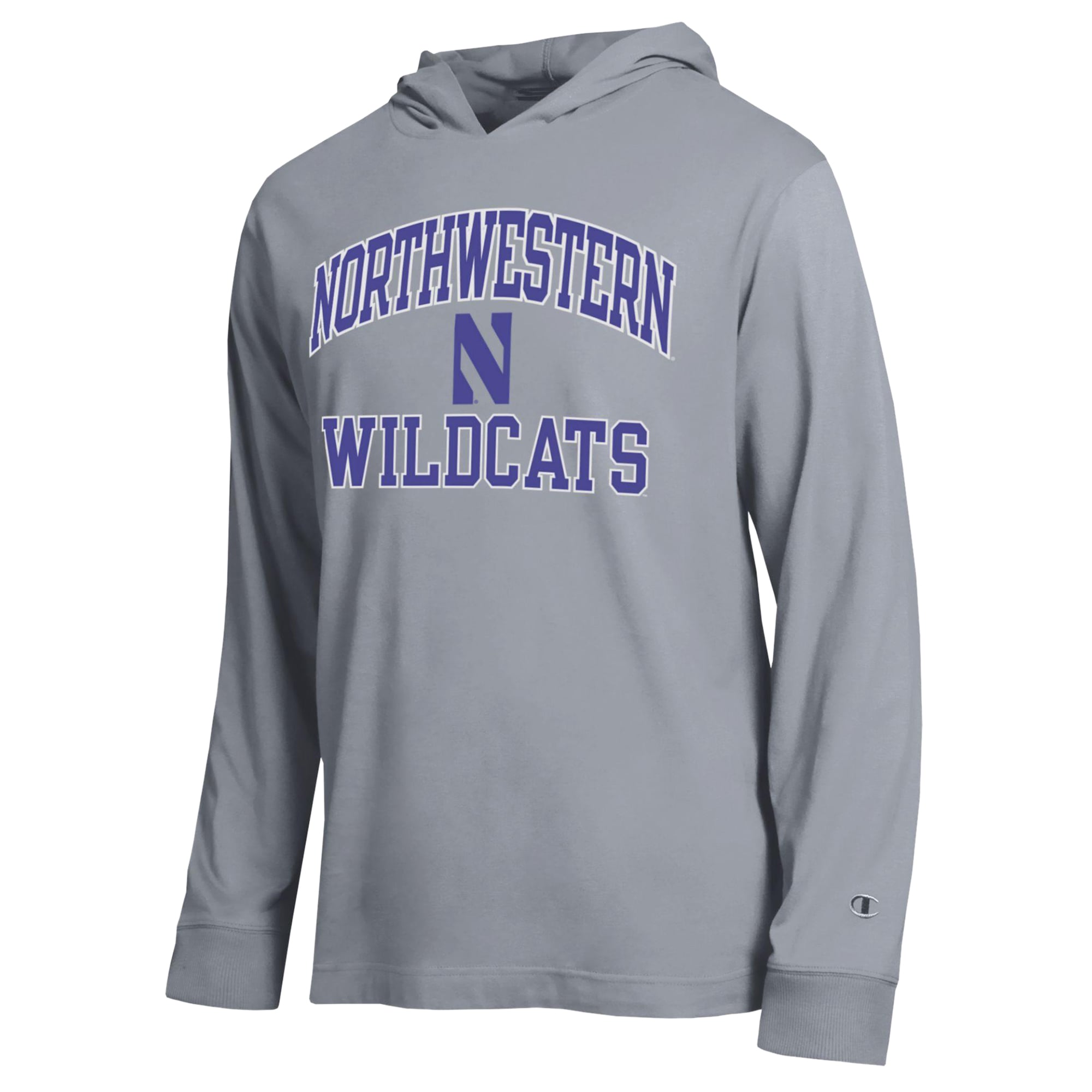 Men's Champion Heather Gray Northwestern Wildcats High Motor All-Star Long Sleeve Hooded T-Shirt