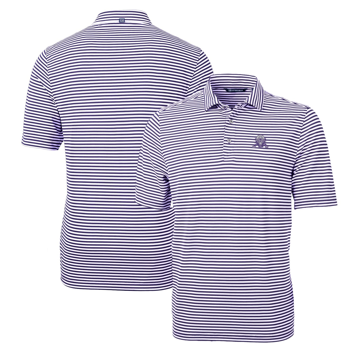 Polo Cutter & Buck violet Northwestern Wildcats Throwback Logo Virtue Eco Pique Stripe en tissu recyclé pour homme