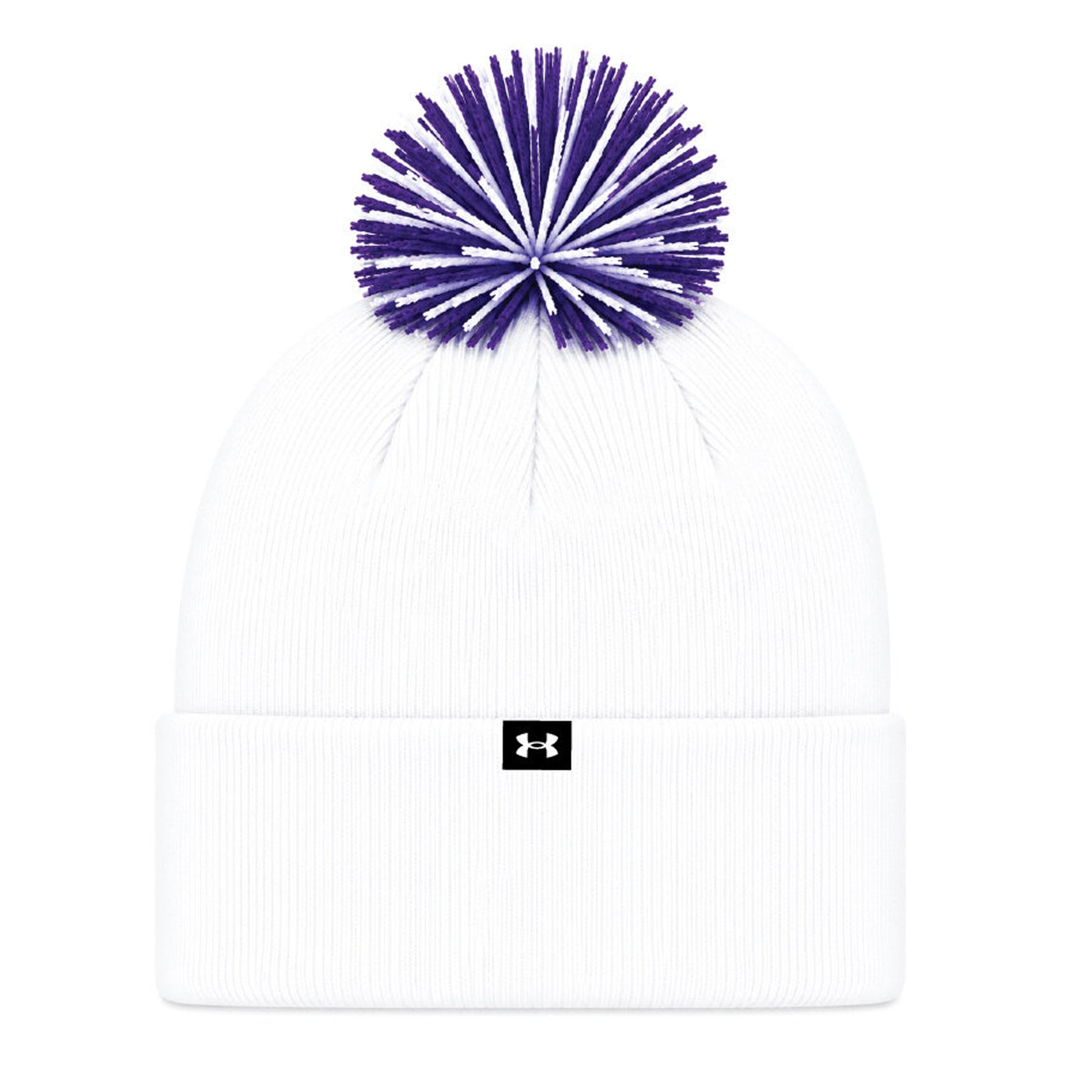 Bonnet unisexe Under Armour Northwestern Wildcats blanc à revers et pompon
