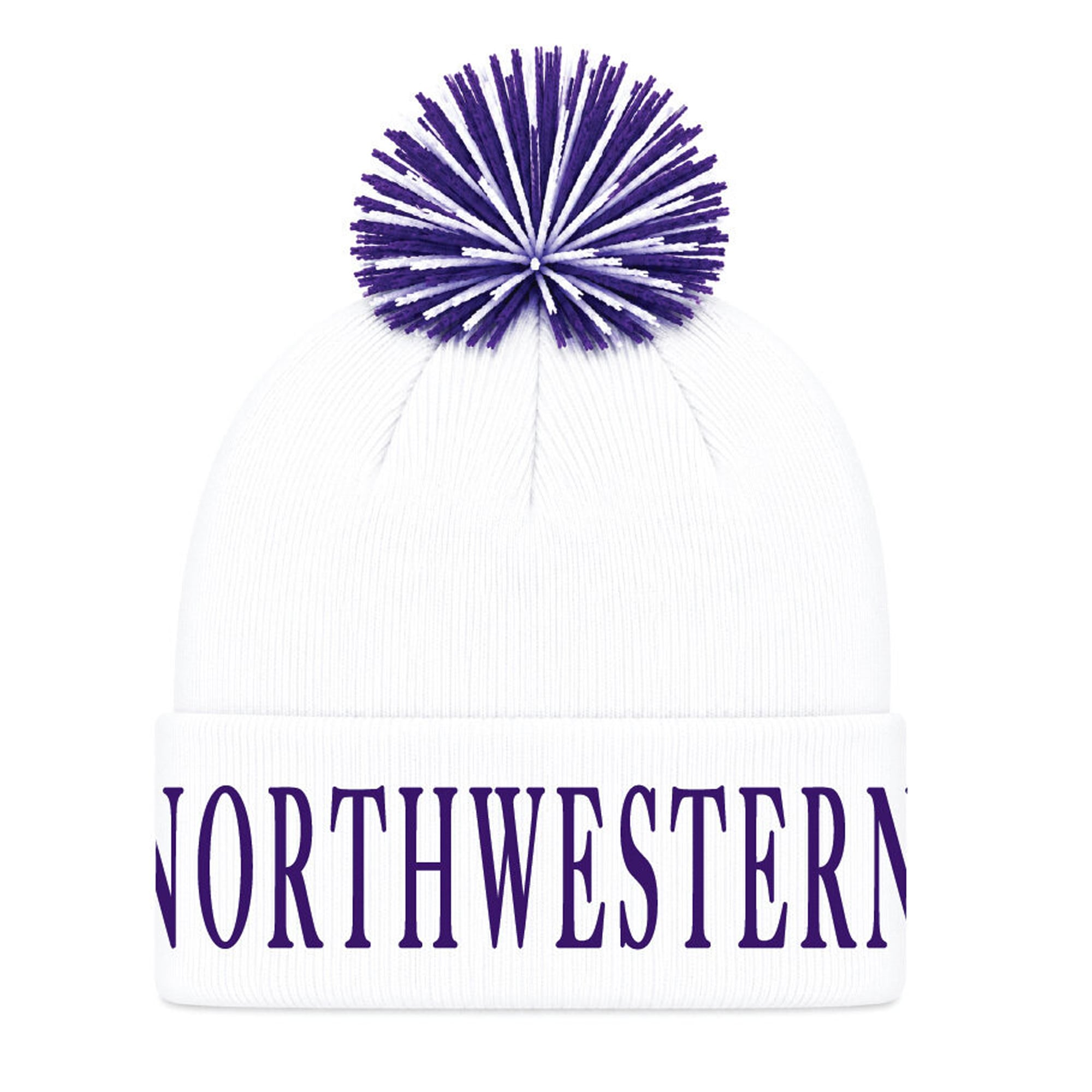 Bonnet unisexe Under Armour Northwestern Wildcats blanc à revers et pompon