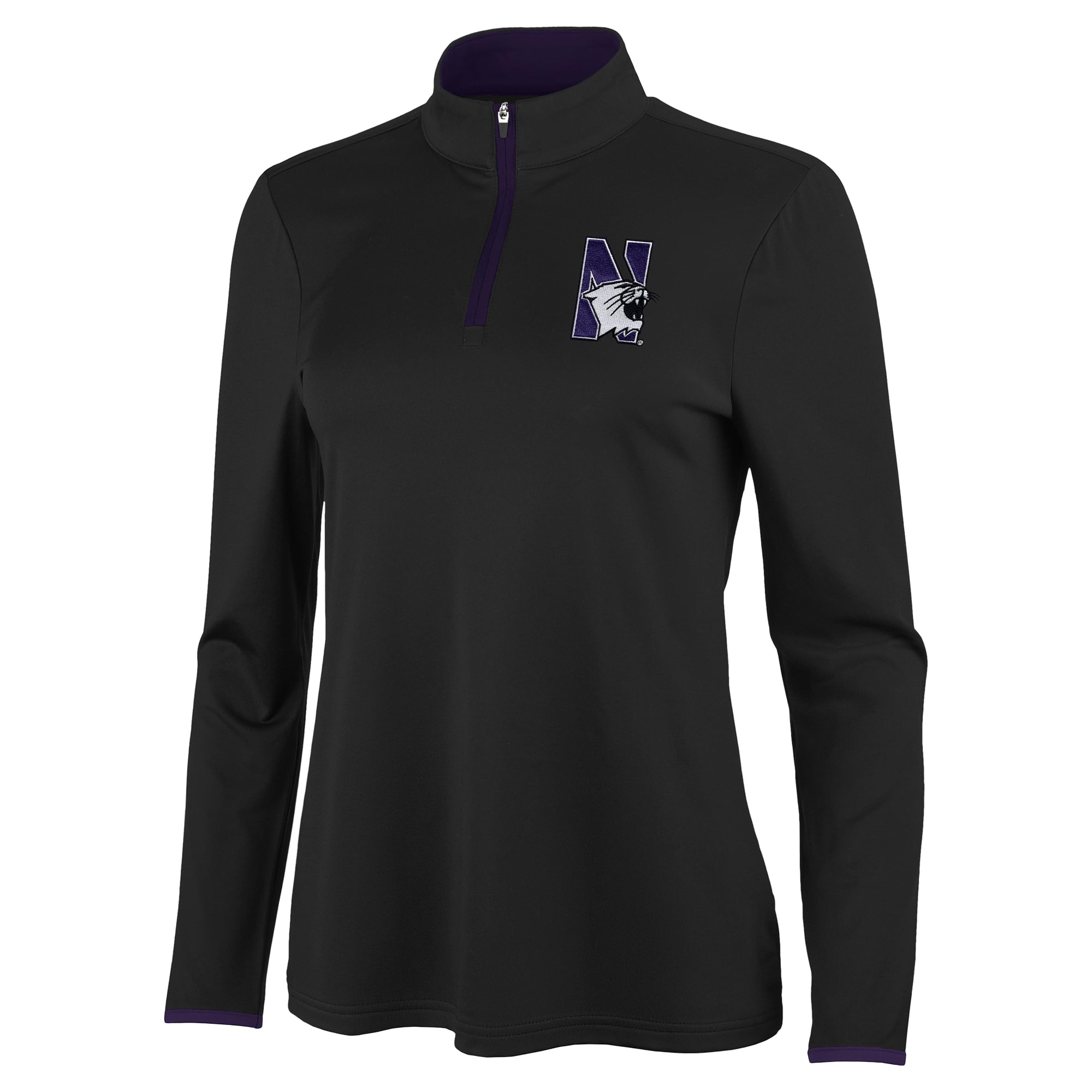 Pull à col zippé Antigua noir/violet Northwestern Wildcats Brink pour femme