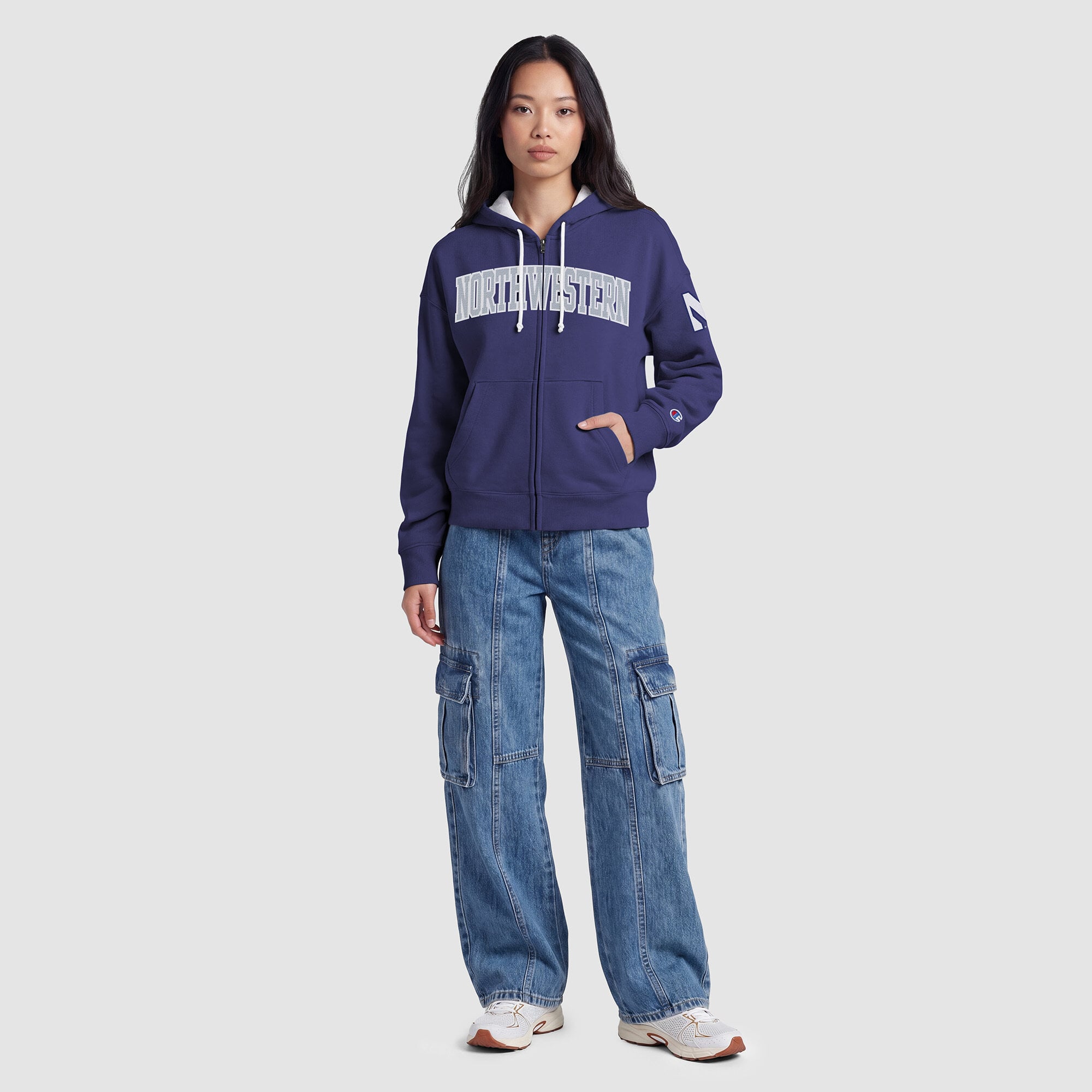 Sweat à capuche zippé en polaire Champion violet Northwestern Wildcats Arch pour femme