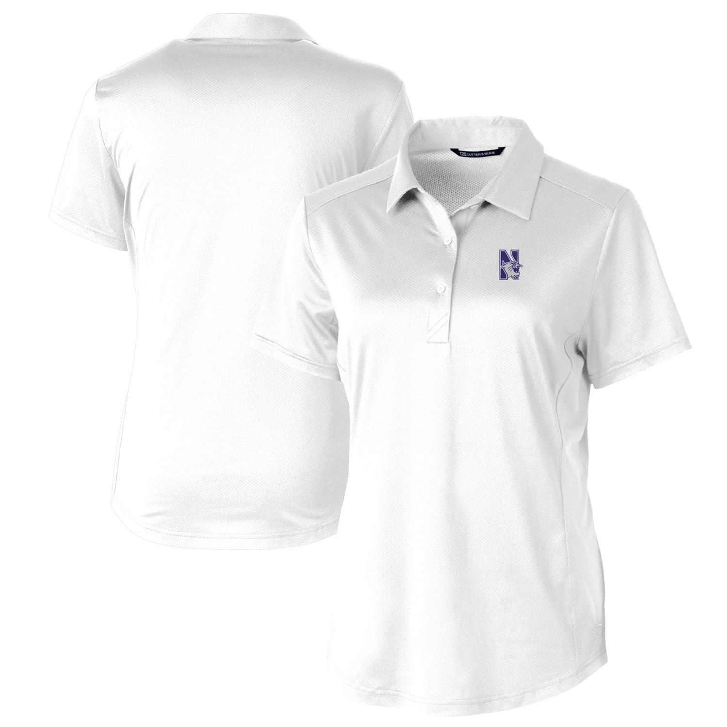 Women's Cutter & Buck White Northwestern Wildcats Prospect Textured Stretch Polo