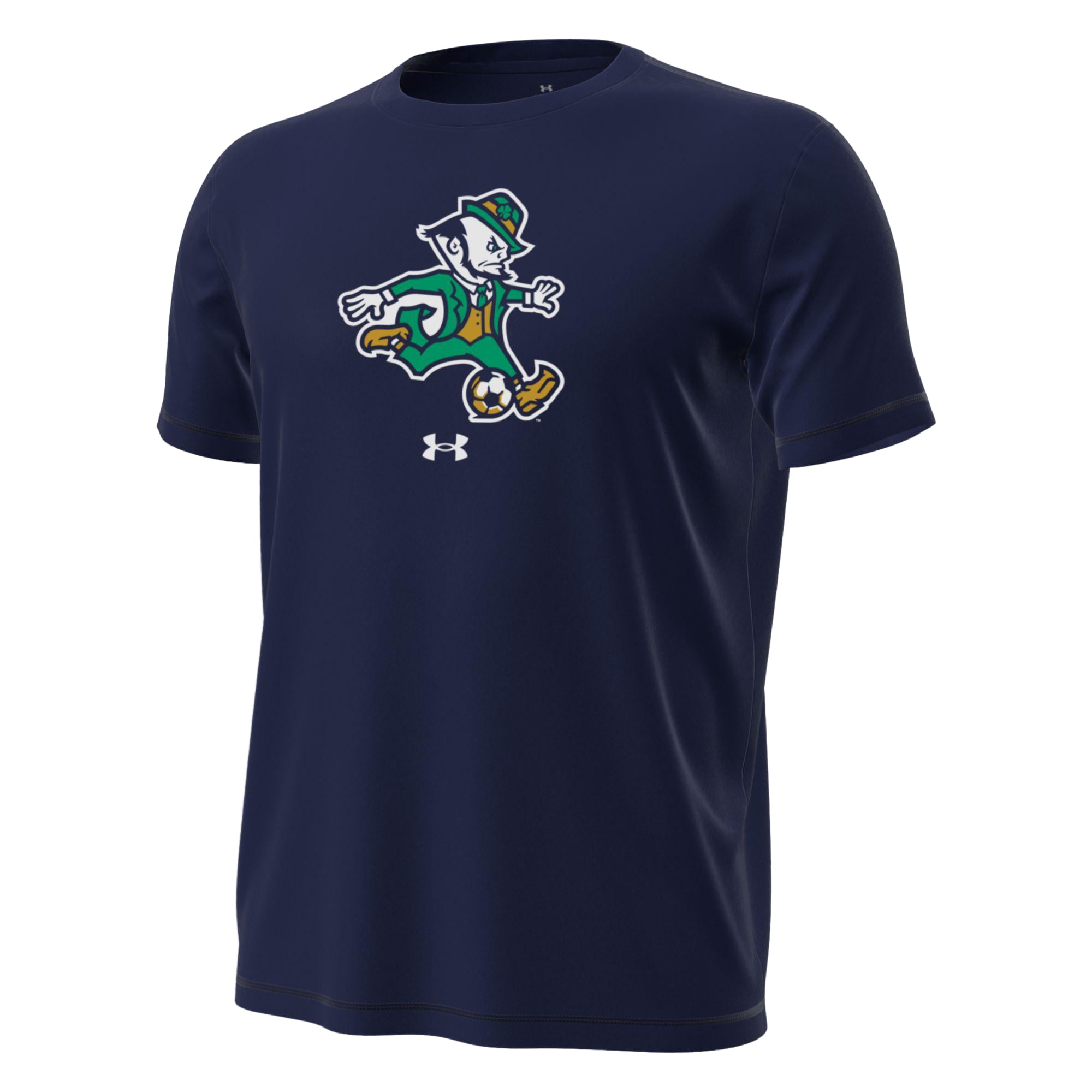 T-shirt extensible Core Tech Under Armour bleu marine Notre Dame Fighting Irish Soccer Leprechaun