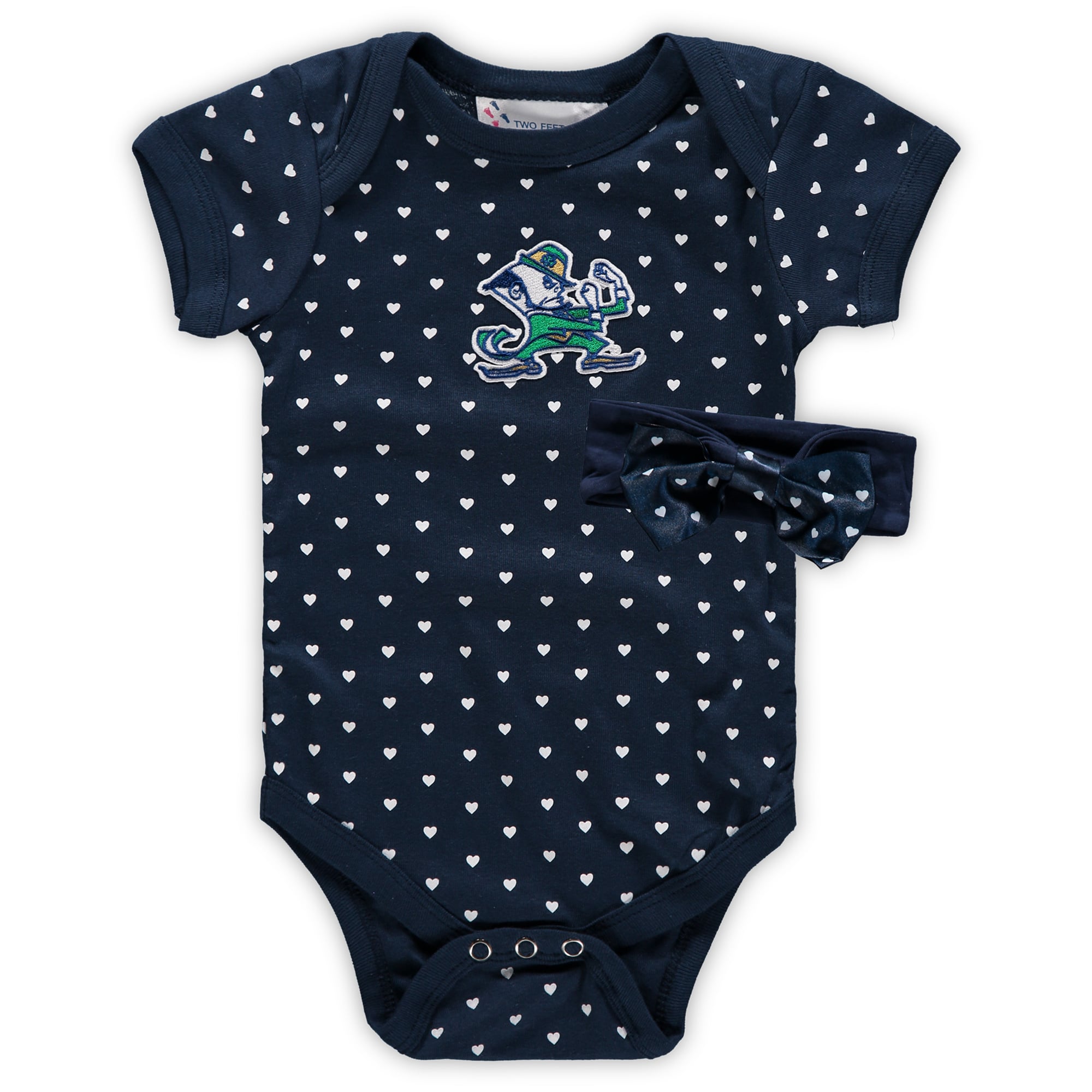 Ensemble body et bandeau bleu marine Notre Dame Fighting Irish Hearts pour fille