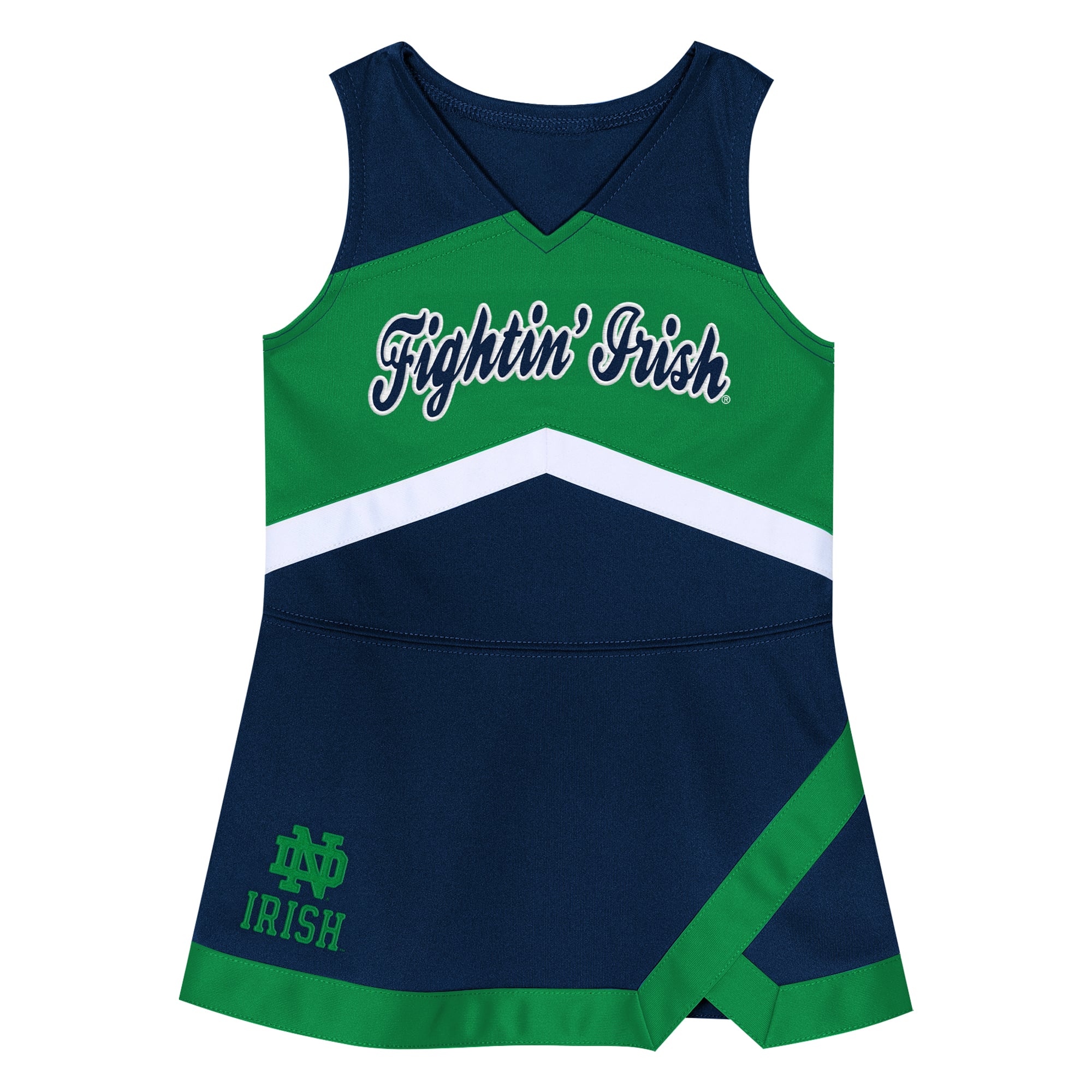 Girls Preschool Outerstuff Navy Notre Dame Fighting Irish Two-Piece Cheer Captain Jumper Dress & Bloomers Set