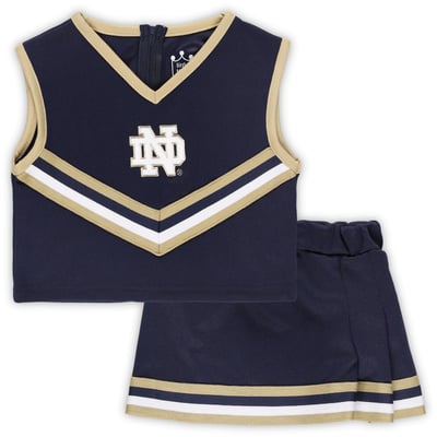  Notre Dame Fighting Irish Little King Girls Youth Two-Piece V-Neck Cheer Set - Navy