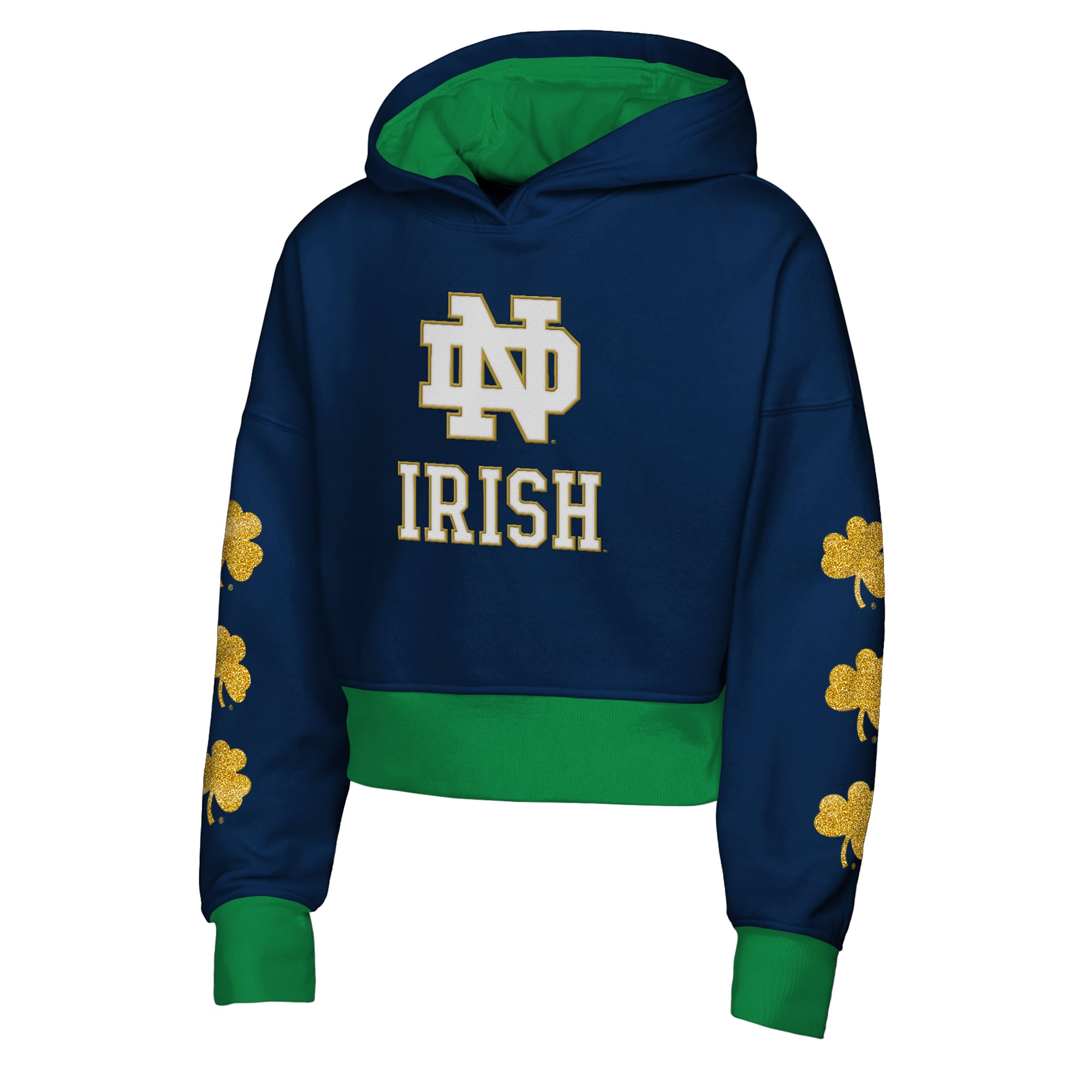 Girls Youth Outerstuff Navy Notre Dame Fighting Irish Fair Catch Poly Fleece Hoodie